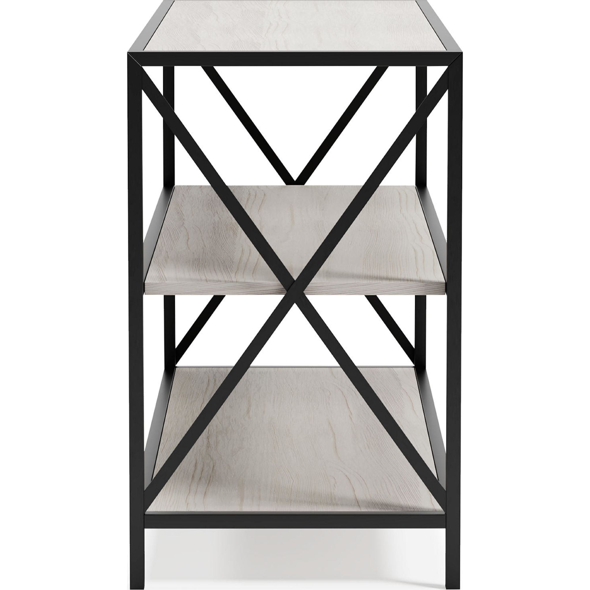 Bayflynn Bookcase - White & Black - Modern Bookshelf for Home, Office & Library Storage