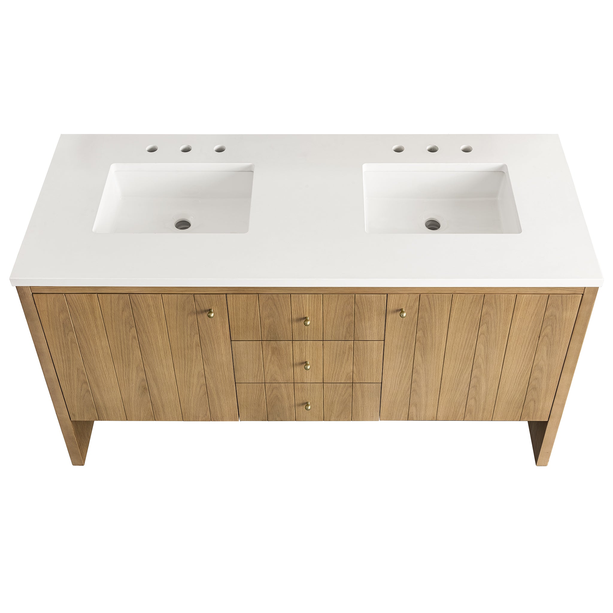 Hudson 60-Inch Double Vanity in Light Natural Oak - Modern Bathroom Vanity with Dual Sinks for Master Bathroom or Guest Bath