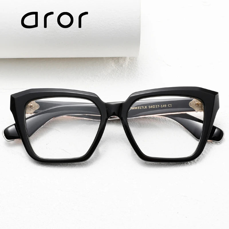 Stylish Aror Unisex Full Rim Square Cat Eye Acetate Eyeglasses Frame 842317 - Trendy Retro Glasses for Men & Women, Perfect for Office, Reading, and Fashion Accessories