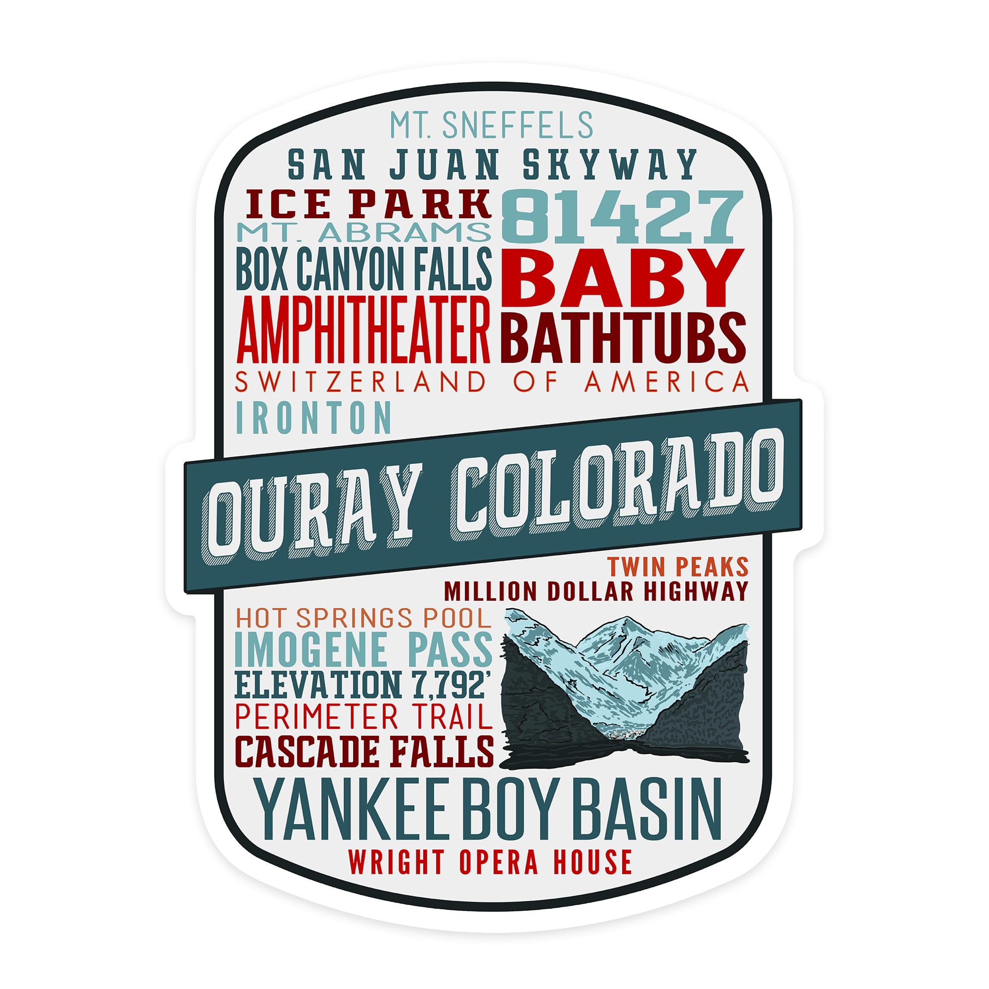 Custom Die Cut Vinyl Stickers 3-6 inches | Ouray Colorado Typography Decals - Waterproof, Durable for Cars, Water Bottles, Laptops & Coolers | Perfect for Travel Mugs, Helmets, Notebooks & Outdoor Gear