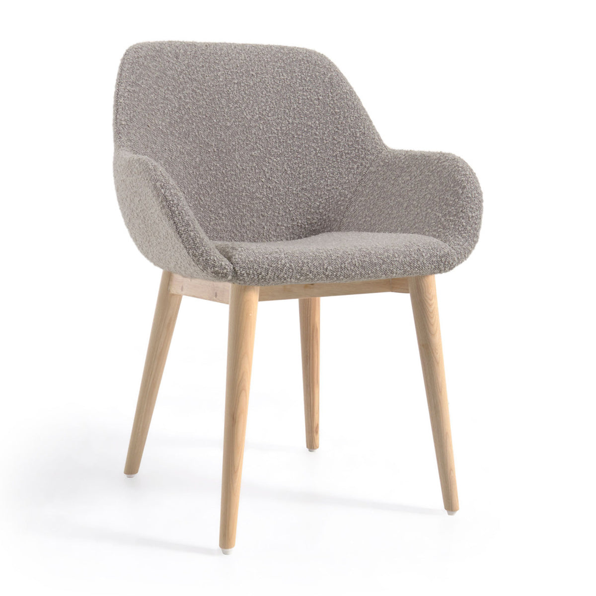 Konna Boucle Dining Chair - Modern Upholstered Accent Chair for Kitchen, Dining Room & Office - Soft Textured Fabric & Sturdy Wooden Legs