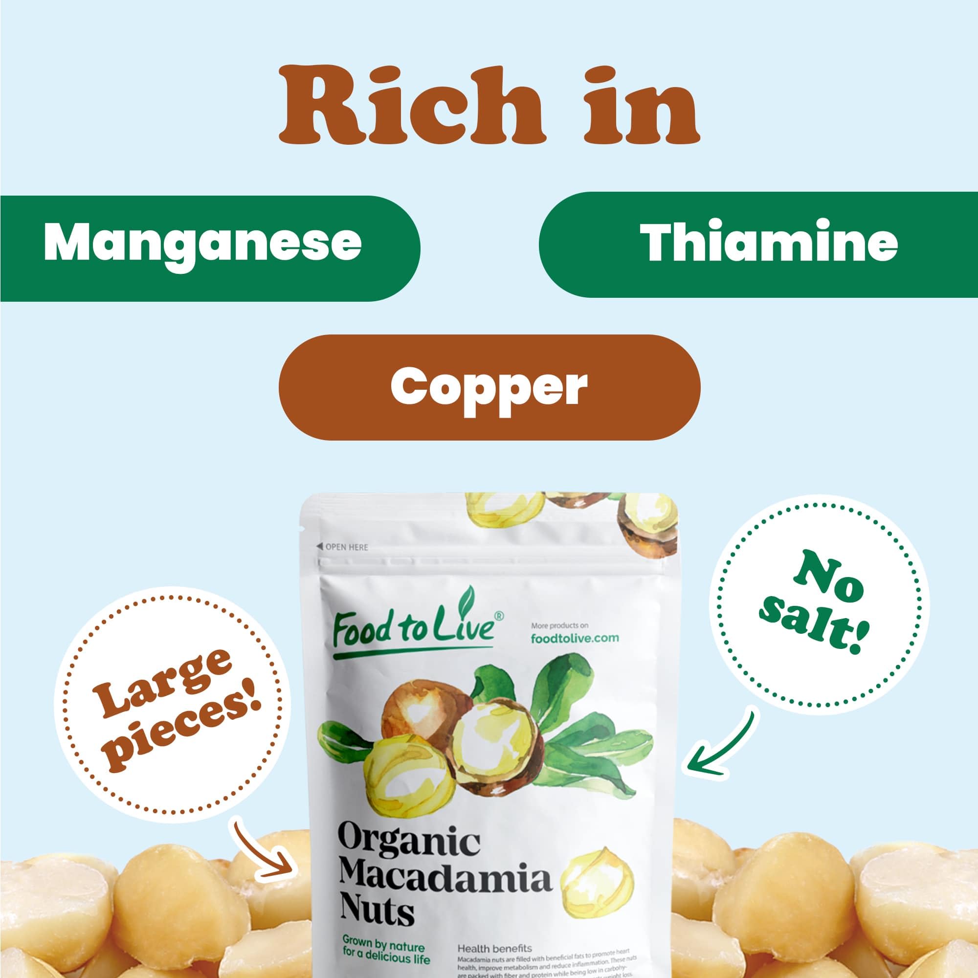 Organic Macadamia Nut Halves & Pieces, 12 Pounds – Raw, Unsalted, Non-GMO, Vegan, Kosher, Bulk Keto Snack | Healthy Fats Source | Perfect for Salads, Yogurt, Cereal, Baking & Dessert Toppings | Great for Keto, Paleo & Vegan Diets
