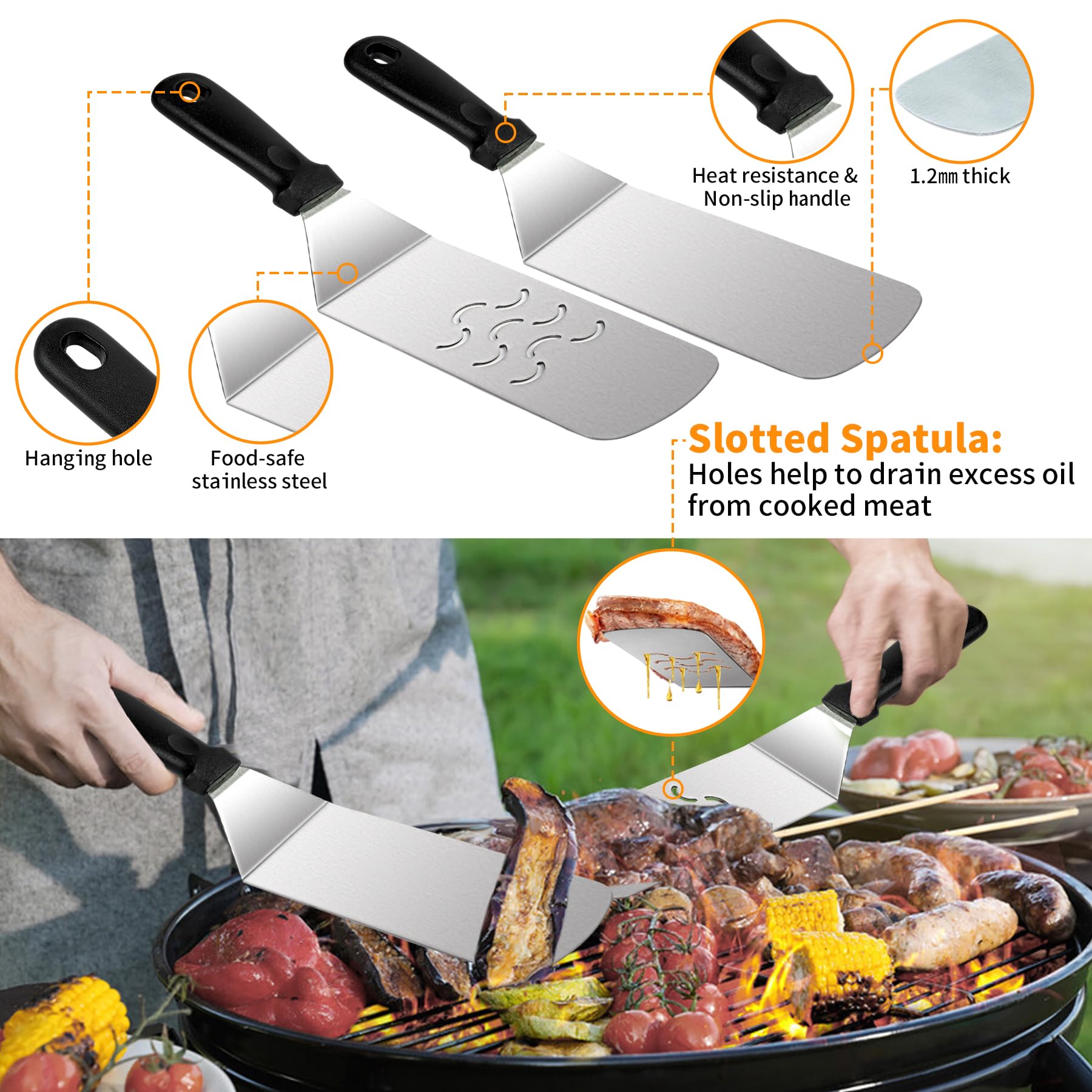 **14-Piece Flat Top Grill Accessories Kit for Blackstone & Camp Chef – Spatula, Scraper, Basting Cover – Perfect for Outdoor BBQ, Camping & Backyard Grilling**