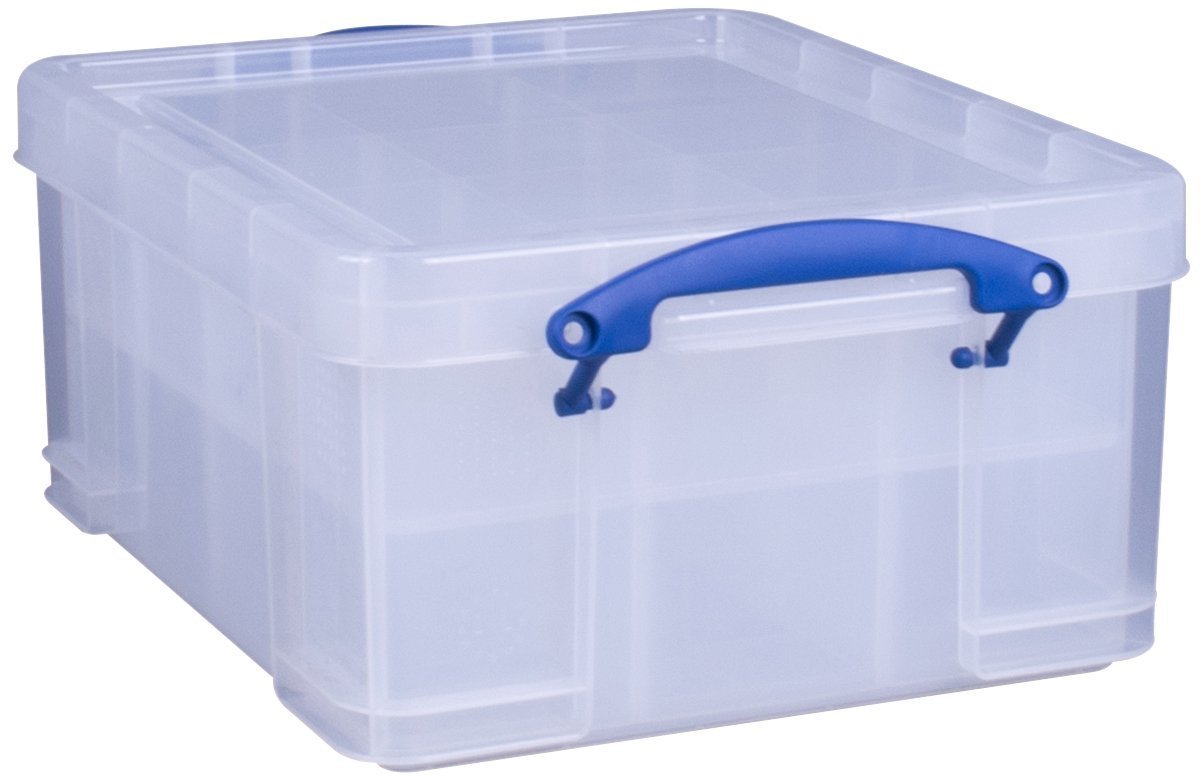 Really Useful 21L Clear Storage Box with 2 Trays - Organize Home, Office & Craft Supplies | Durable Plastic Container for Closet, Garage & School Organization