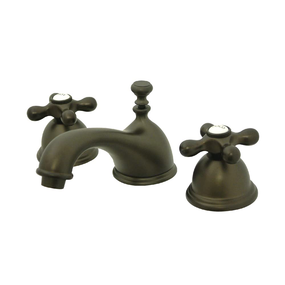 Kingston Brass KS3965AX 8-Inch Oil Rubbed Bronze Widespread Bathroom Faucet with Metal Cross Handle - Adjustable Center for Vanity Sink, Perfect for Modern and Vintage Bathroom Renovations