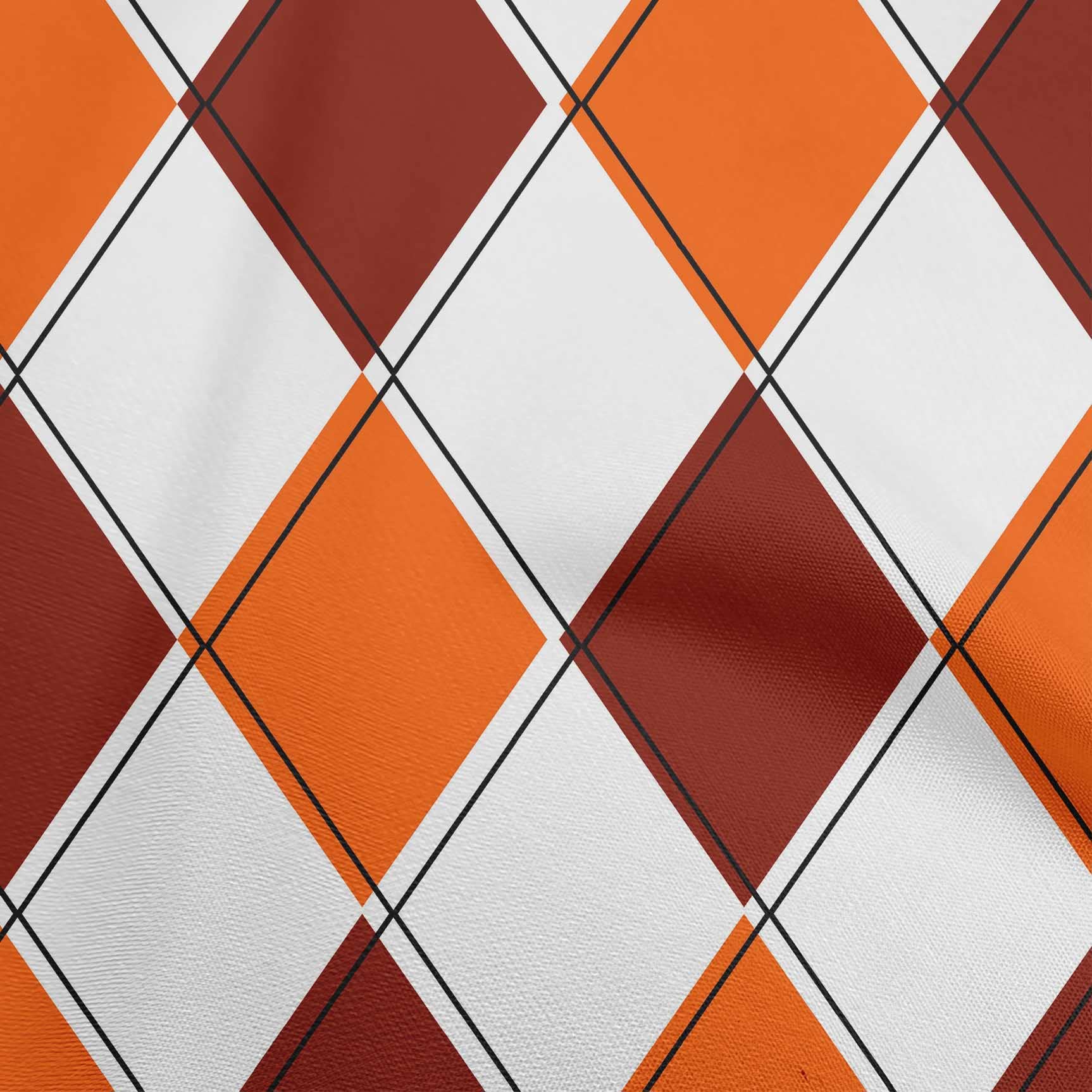 oneOone Velvet Orange Argyle Printed Fabric - 58 Inch Wide Sewing Material for DIY Clothing, Dresses, Quilts & Home Decor | Soft & Durable Fabric by The Yard