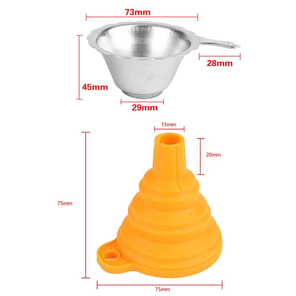3D Printer Resin Funnel with Metal Filter Mesh - Foldable Silicone Curing Funnel for 15mm Neck Bottles | Perfect for Resin Filtering & 3D Printing Post-Processing