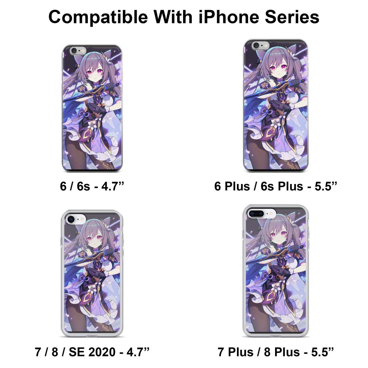 Genshin Impact Keqing Character Phone Case for iPhone 15 14 13 12 11 X Xs XR 8 7 6 6s Plus Pro Max - Clear Transparent Protective Cover - Perfect for Gaming Fans & Anime Lovers