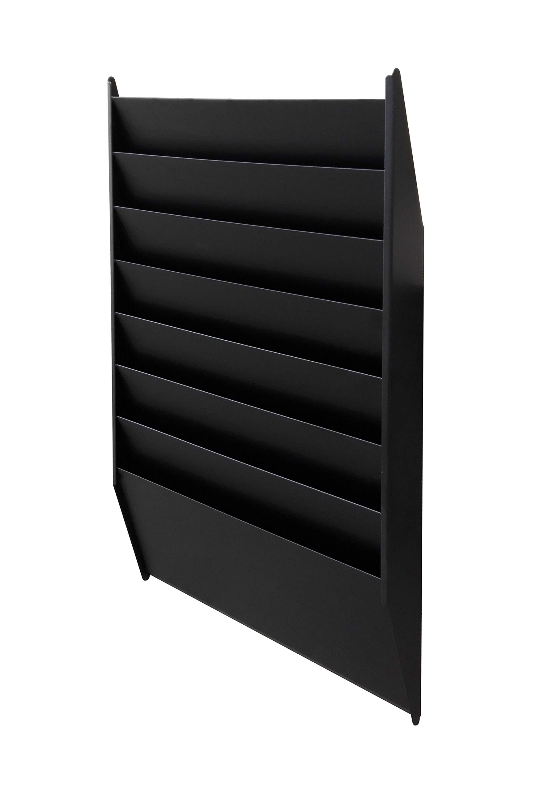 FixtureDisplays® 7-Tier Wall Mount File Organizer - Grey Office Letter Holder for Mail, Documents, Work Orders & Literature Display (Perfect for Home, Office & Classroom Organization)