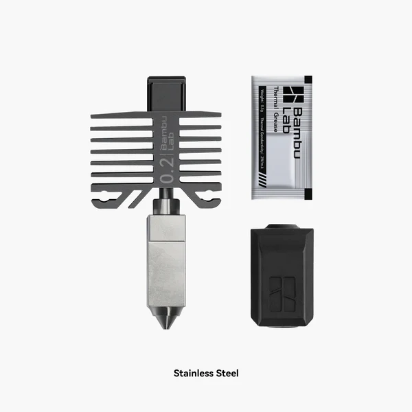 Bambu Lab Hotend with Hardened Stainless Steel Nozzle - Compatible with X1 & P1 Series 3D Printers | High Precision Printing for ABS, PLA, PETG Filaments