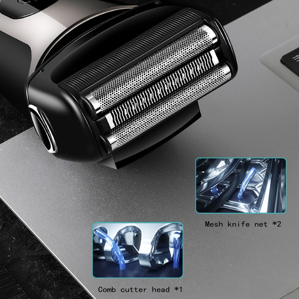 Premium Electric Razor for Men - USB Rechargeable Cordless Shaver with Precision Trimmer for Face & Beard Grooming - Ideal for Travel, Home & Office Use