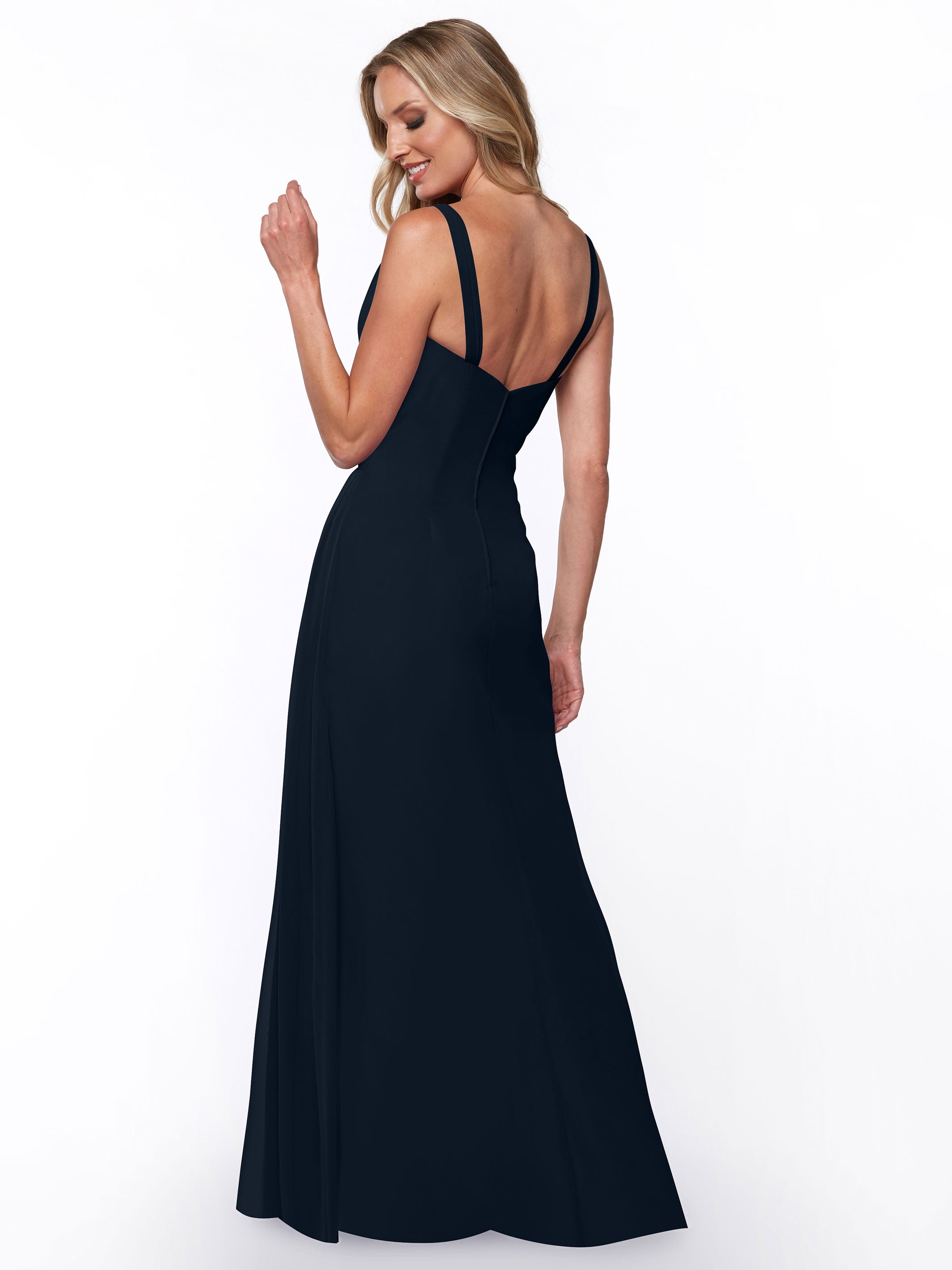 Elegant 80030 Chiffon Sheath Bridesmaid Dress with Ruching V-Neck Bodice - Perfect for Weddings, Formal Events & Special Occasions
