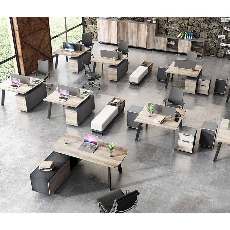 ARTO 2-Person Back to Back Workstation Desk with 2 Storage Cabinets - 1.2M Warm Oak & Black Finish - Perfect for Office, Home Workspace & Shared Workstations