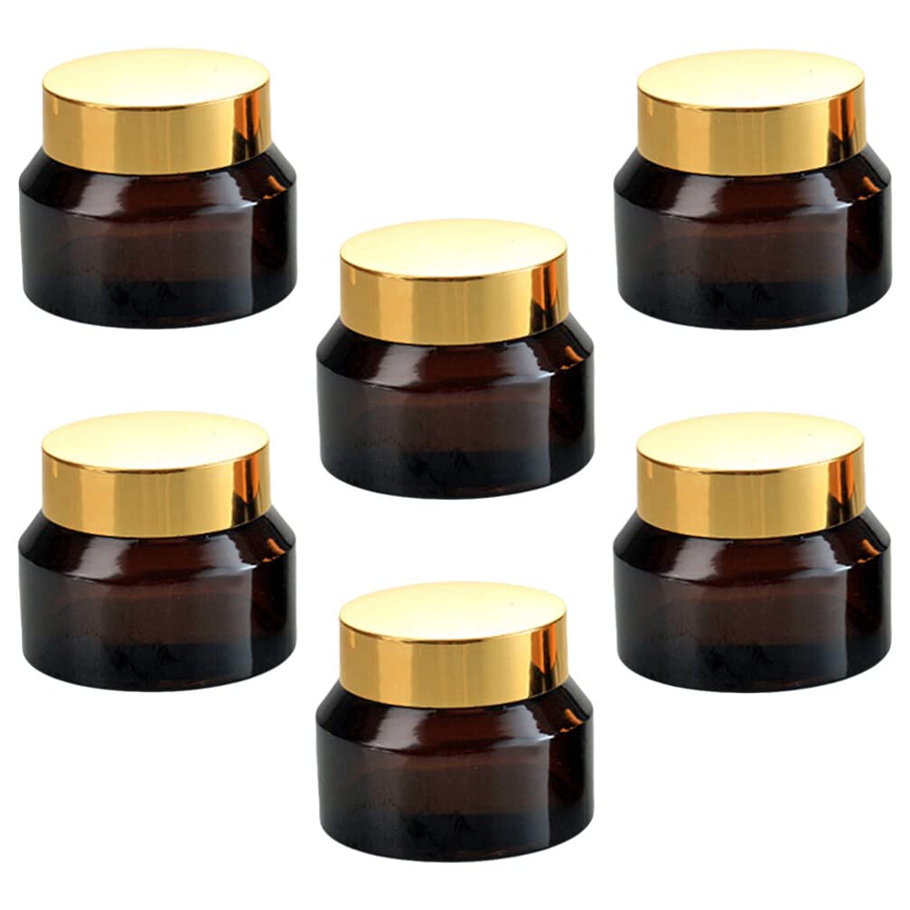 FRCOLOR 6-Piece Refillable Travel Cream Jars Set - Small Glass Cosmetic Containers for Makeup, Skincare & Samples - Perfect for Toiletries, DIY Beauty Products & Travel Accessories