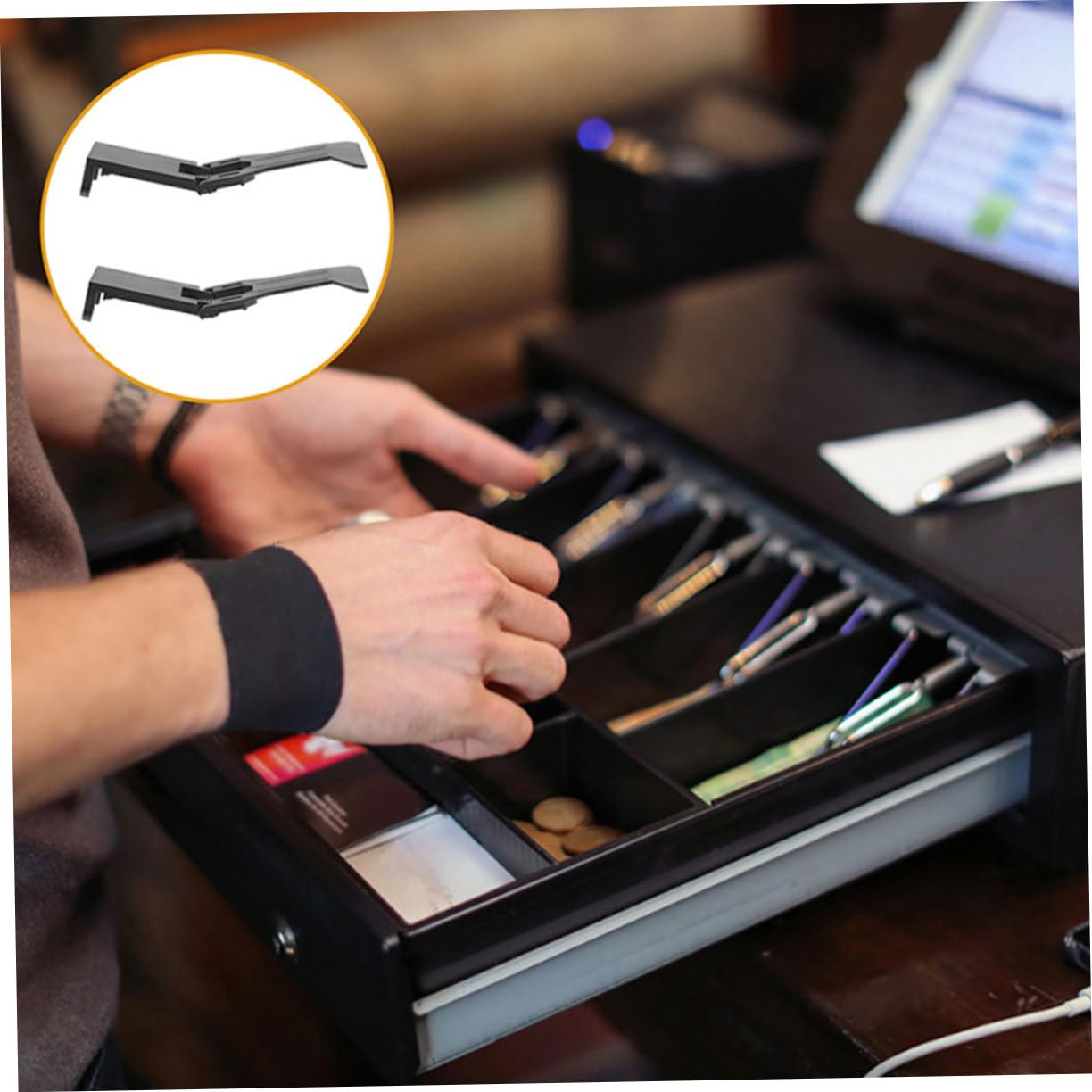 12 Pack Sturdy Plastic Money Clips for Cash Drawer - Retail Cash Register Accessories - Easy Install Cash Tray Insert Clips for Convenient Money Organization in Stores & Restaurants