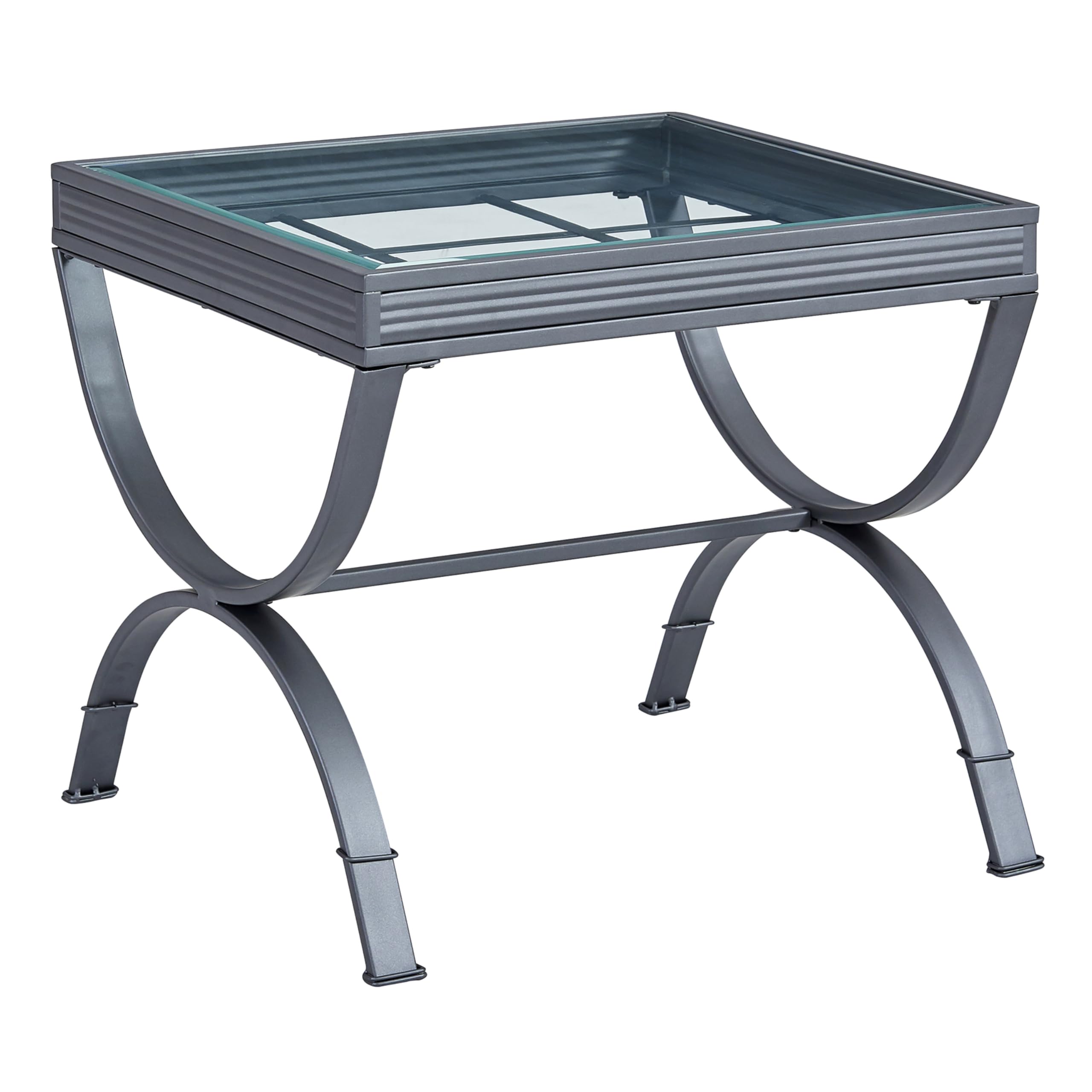 Steve Silver Emerson 3-Piece Iron Living Room Set – Transitional Style with Windowpane Glass Top & Tempered Glass – Includes Cocktail Table & 2 End Tables (52