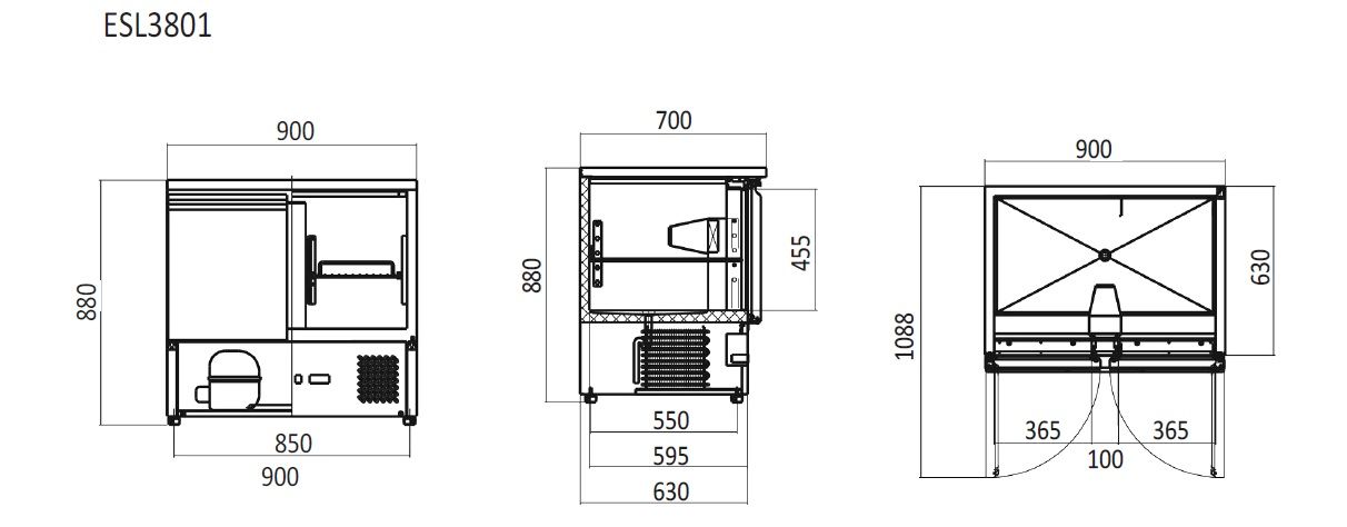 Atosa ESL3801 Commercial Two Door Refrigerated Salad Bar - Perfect for Restaurants, Cafes, and Buffets