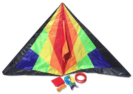 6.5 Foot Festive Sky Delta Kite with String & Tail - Colorful Outdoor Flying Kite for Beach, Park & Family Fun Activities
