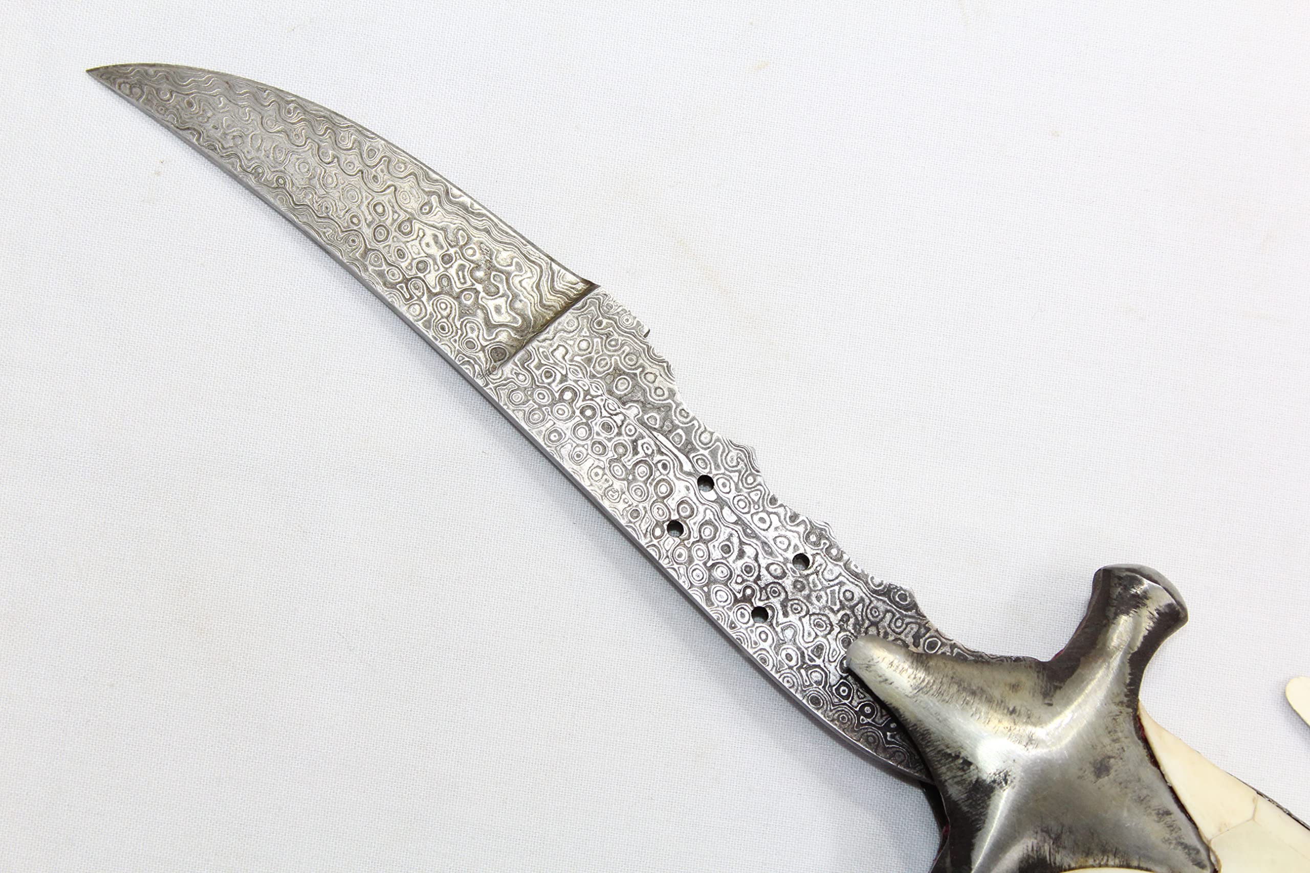 Premium Damascus Steel Khanjar Dagger with Chip Handle - A716 - Handcrafted Sakela Steel Blade for Collectors, Outdoor Use & Display