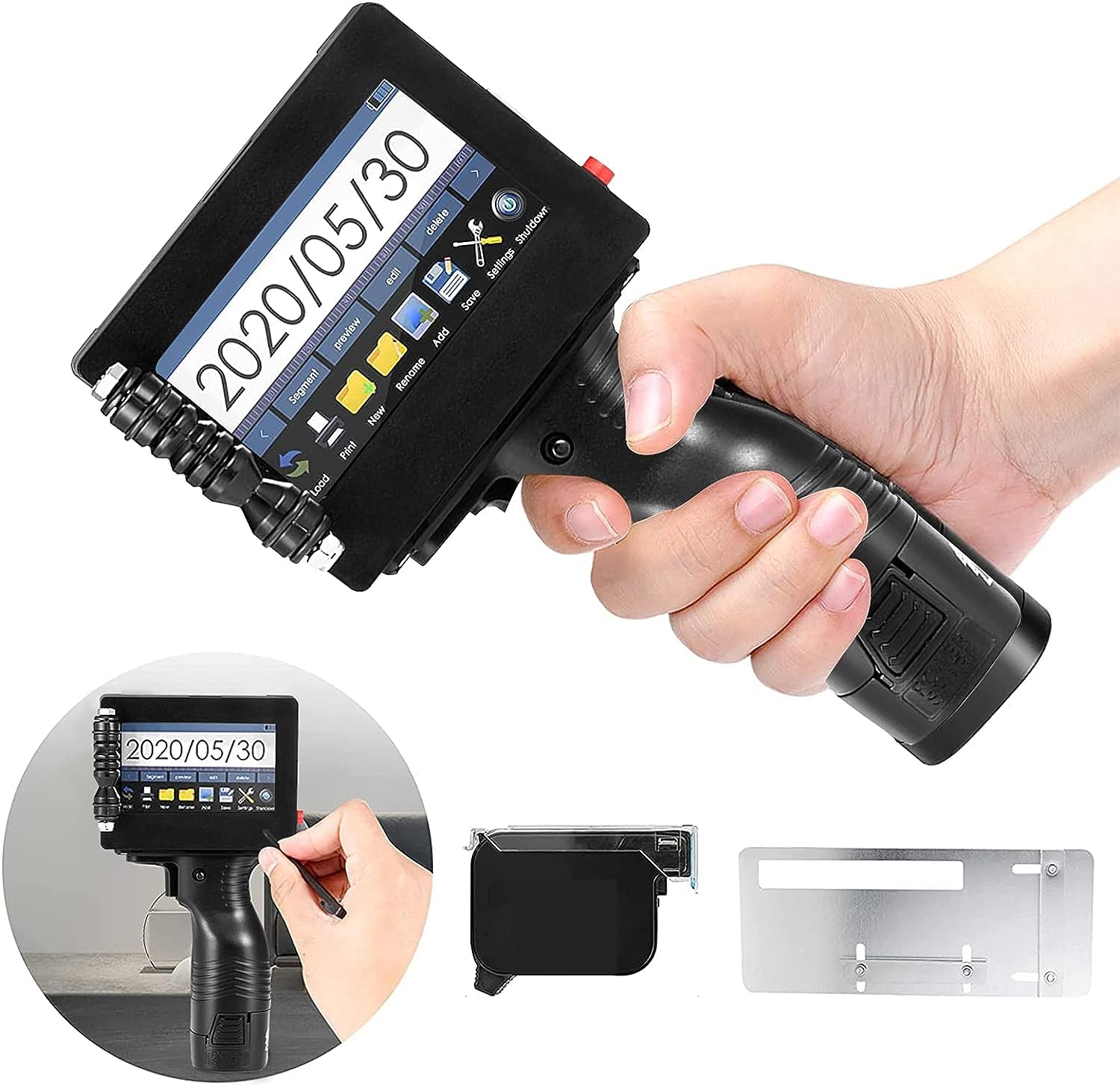 4.3 Inch HD Touch Screen Handheld Inkjet Printer - Portable Bluetooth Printer with Quick-Drying Ink (100 Language Support) for Labeling, Packaging & Industrial Marking