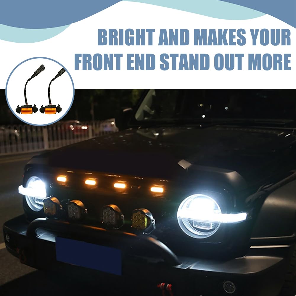 4PCS LED Grille Lights for 2016-2019 Tacoma TRD PRO - Amber Waterproof Dustproof Front Bumper Hood Mesh Grill Lights with Fuse | Off-Road, Truck Customization & Night Driving Safety Accessories