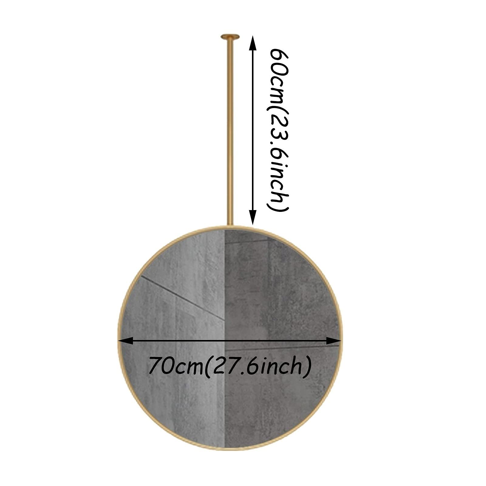 Luyckfrazy Gold Metal Frame Circle Ceiling Hanging Mirror - Bathroom Makeup Shaving Mirror for Home, Hotel & Farmhouse Decor - Perfect for Vanity, Dressing Room & Commercial Spaces