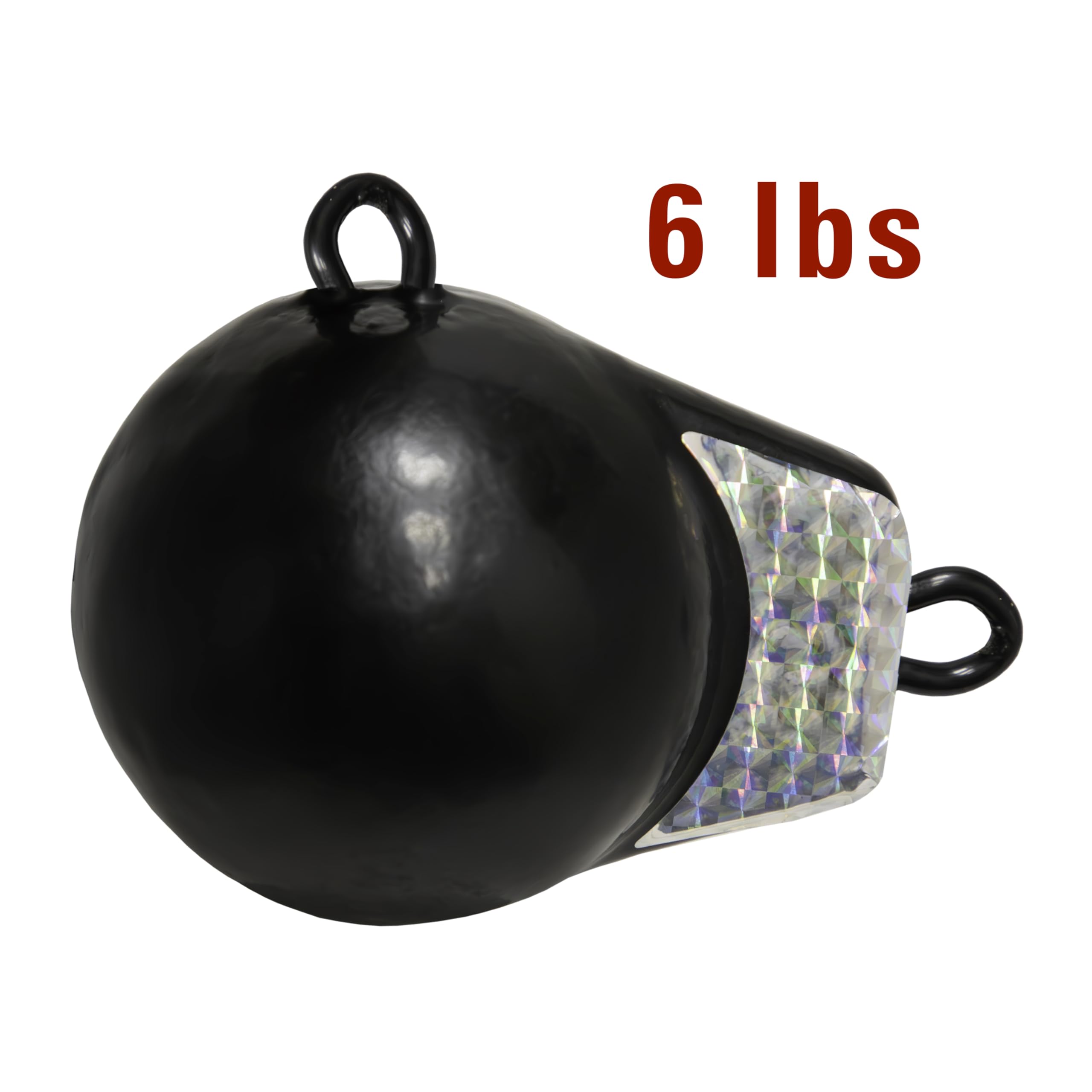 Extreme Max 3006.6944 6 lbs. Coated Ball-with-Fin Downrigger Weight - Silver Flash Finish for Saltwater Fishing & Trolling | Heavy Duty Boat Sinker for Deep Sea, Lake & Offshore Angling