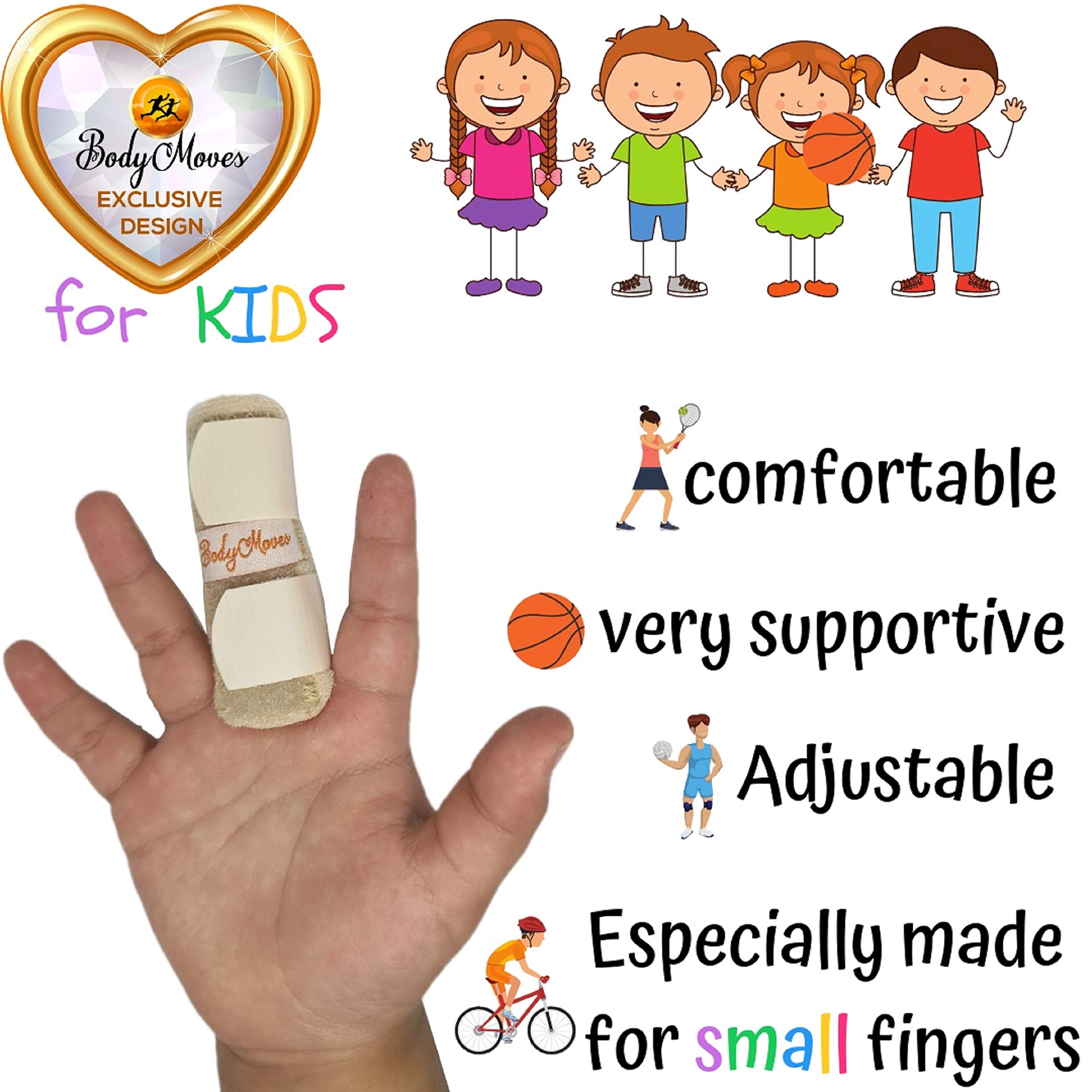 BodyMoves Finger Splints for Teens & Kids - Pinky Support (2-Pack, Desert Sand Beige) | Comfortable & Adjustable Finger Brace for Typing, Writing & Daily Activities