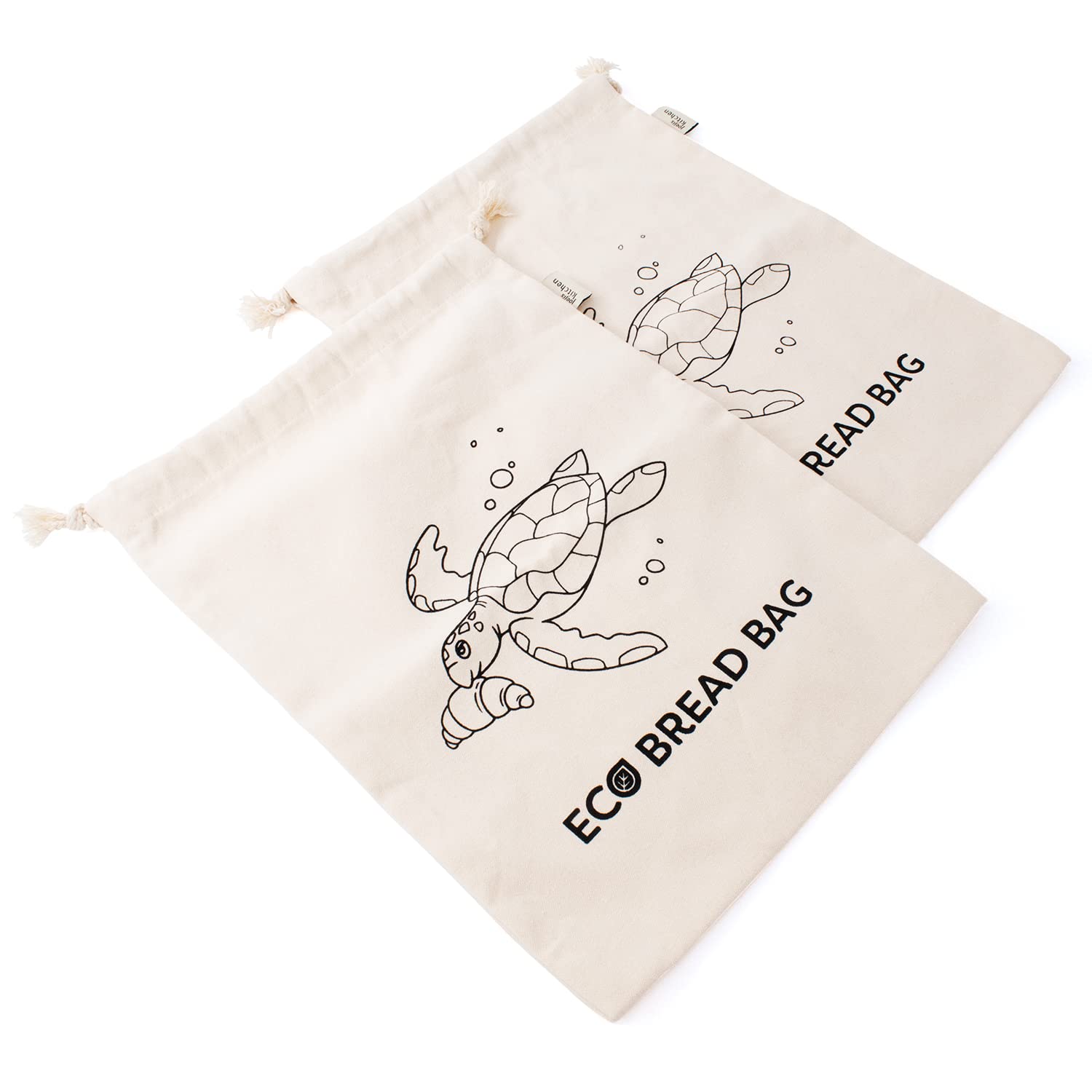 Joeji's Kitchen Bread Bag Set of 2 - 30 x 40 cm Reusable Cotton Cloth Bread Storage Bags for Homemade Bread, Bakery Treats & Pastries | Eco-Friendly Zero Waste Alternative to Plastic | Perfect for Bread Storage, Picnics & Gifts