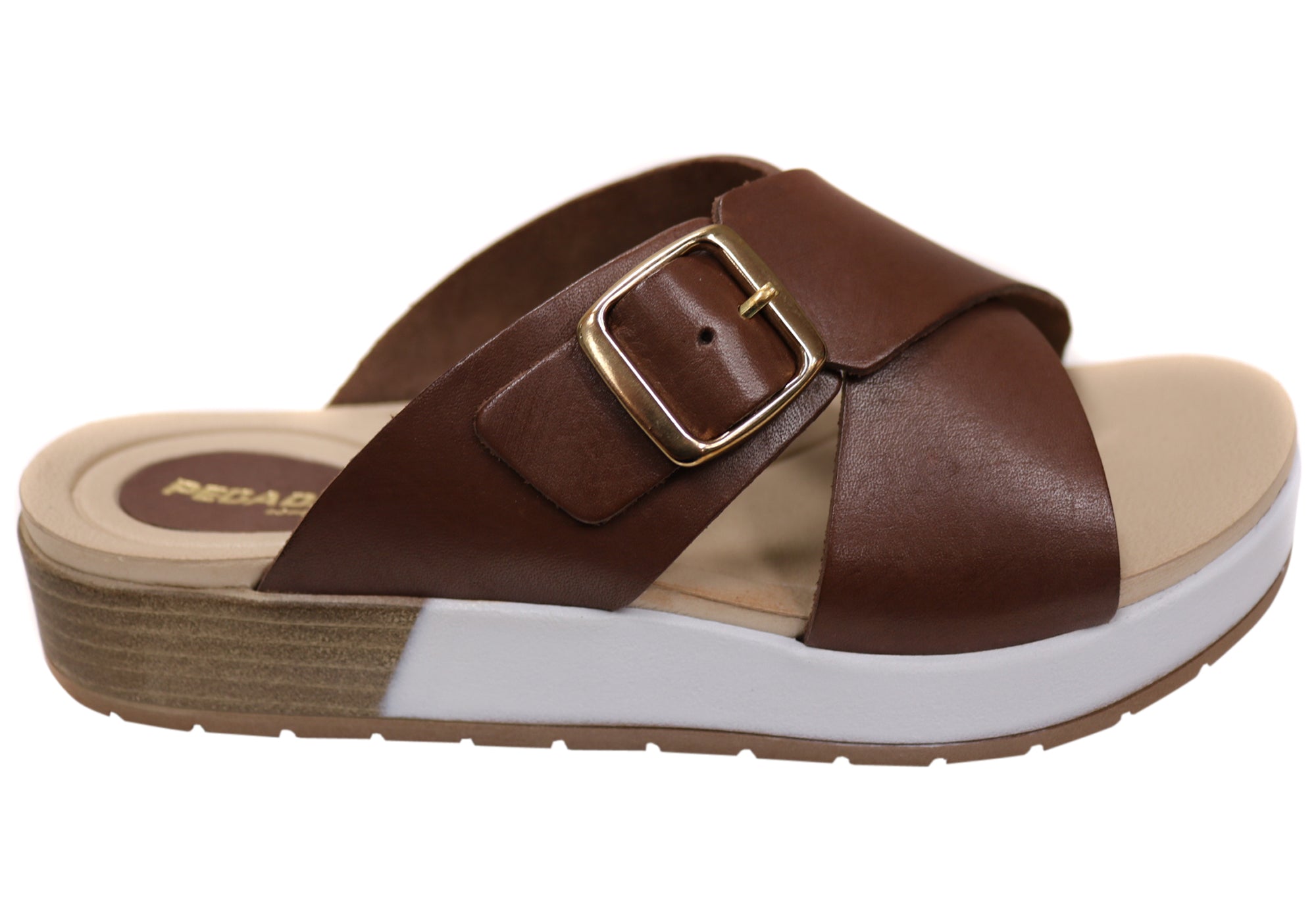 Gianna Women's Comfort Leather Slide Sandals - Handmade in Brazil - Perfect for Beach, Pool, and Casual Summer Wear