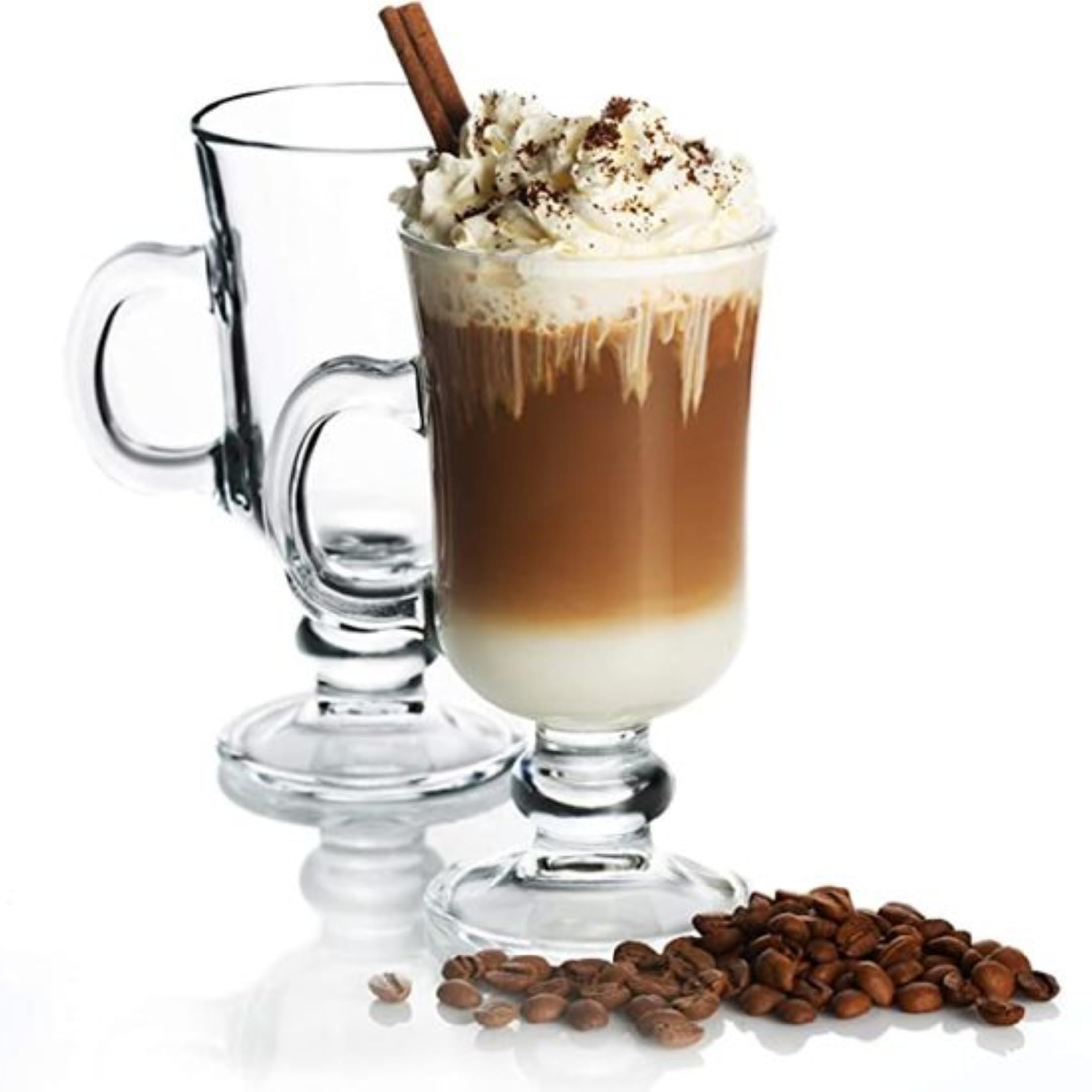 12-Pack Clear Glass Irish Coffee Mugs (8 oz) - Perfect for Hot & Cold Drinks - Coffee, Tea, Hot Chocolate, Mulled Wine, Iced Coffee, Smoothies, Desserts, Parfaits, Mousse & Ice Cream Sundaes - Elegant Serving Glassware for Cafes, Restaurants & Home Entertaining