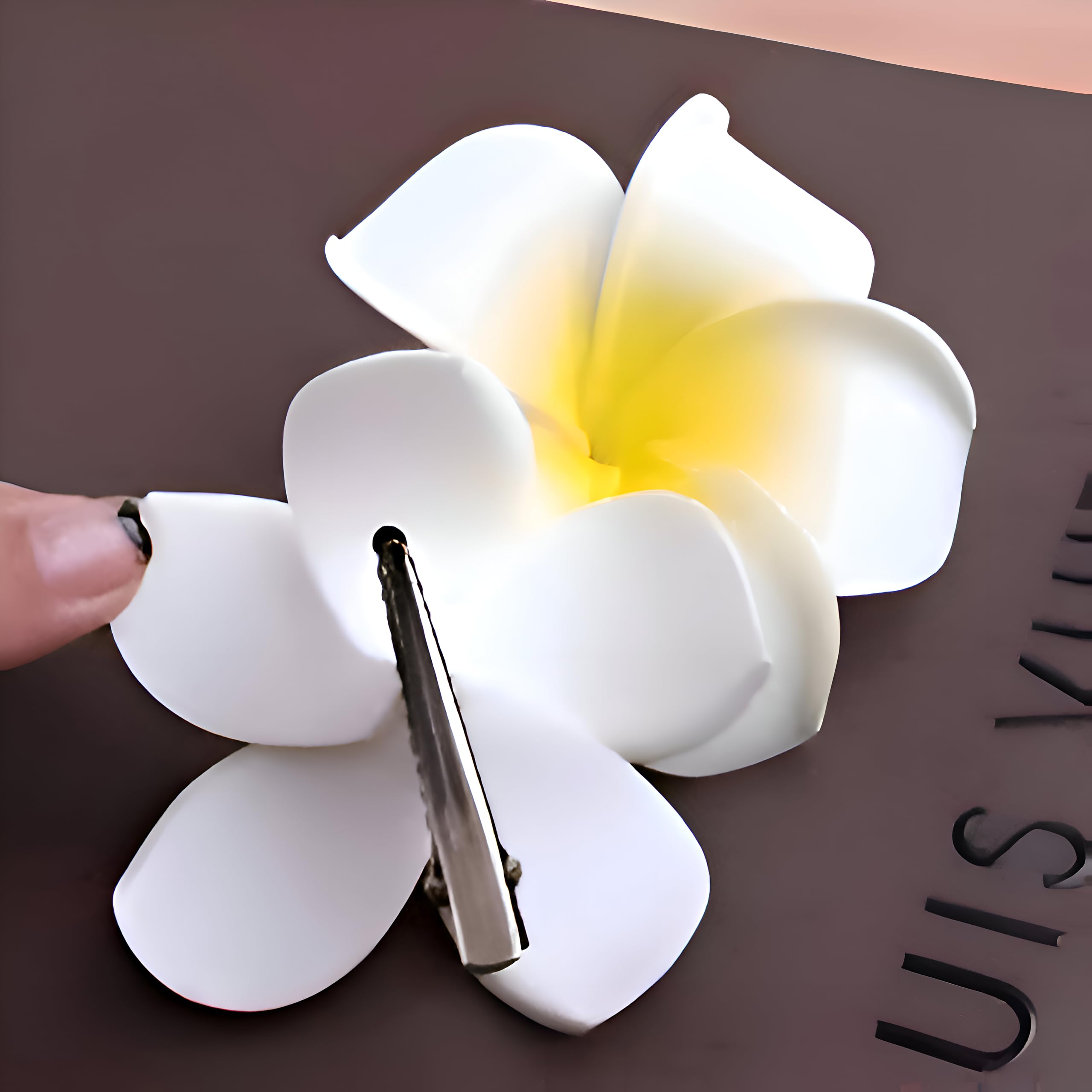 ALIBA COLLECTION 6-Piece Plumeria Foam Hair Clips for Women & Girls - Hawaiian Flower Hair Accessories in White & Yellow - Perfect for Beach Parties, Weddings & Summer Styling