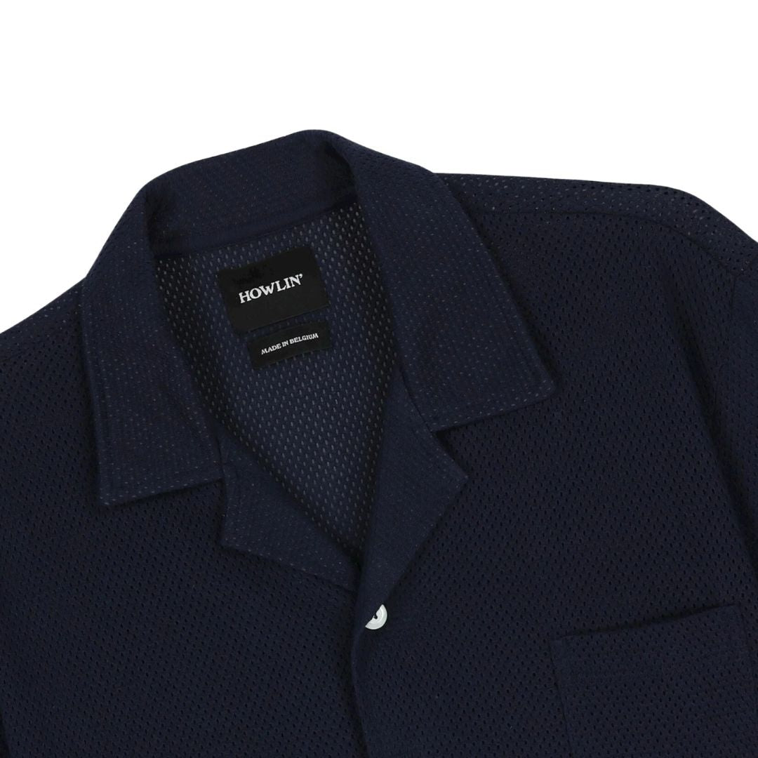 Bass Culture Mesh Shirt for Men - Breathable Navy Blue Casual Top for Summer, Gym, and Outdoor Activities