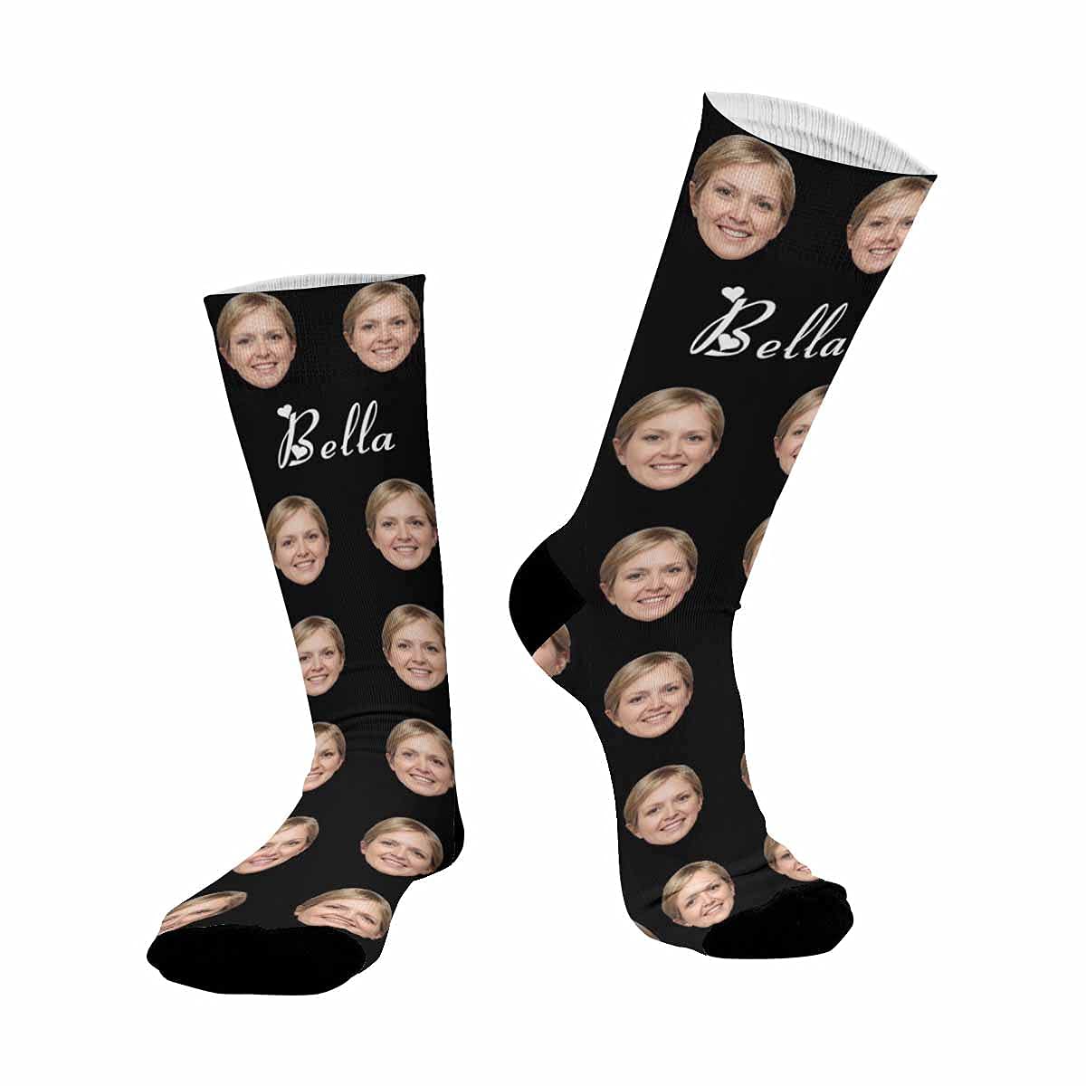 Custom Personalized Photo Socks with Name Text - Unique Face Socks for Men & Women - Fun Gift Idea (Red) - Perfect for Birthdays, Anniversaries & Christmas Presents