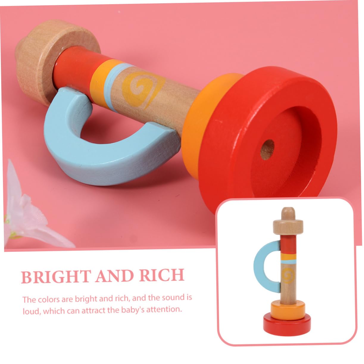 WESIEVYA Wooden Trumpet Toy for Babies & Toddlers - Educational Musical Instrument, Mini Trumpet for Kids - Perfect for Early Learning, Music Play & Pretend Band Performances