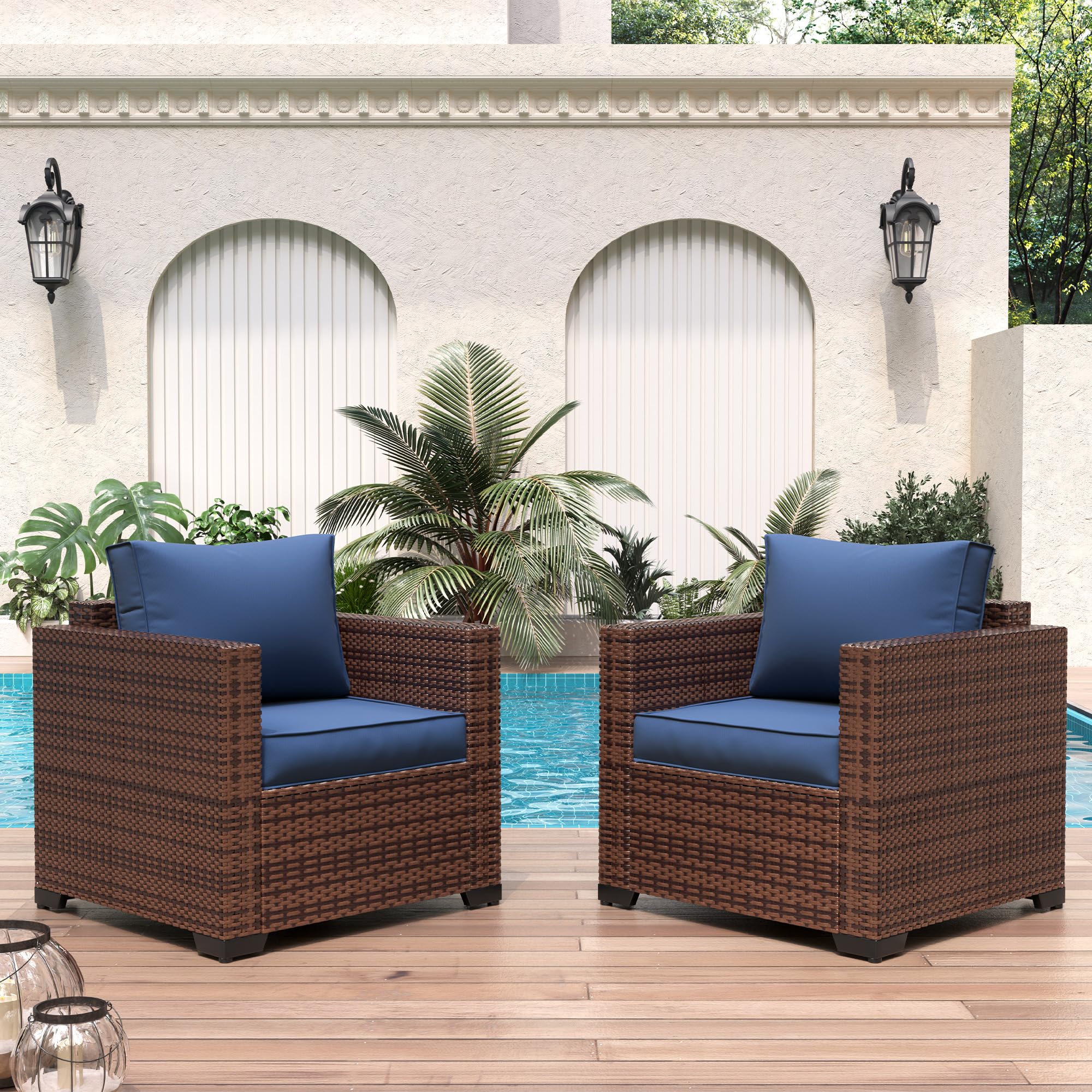 UDPATIO All-Weather Wicker Single Sofa - Outdoor Rattan Sectional Couch with Non-Slip Cushion, Deep Seating & High Back - Perfect for Patio, Garden, Poolside or Balcony Relaxation
