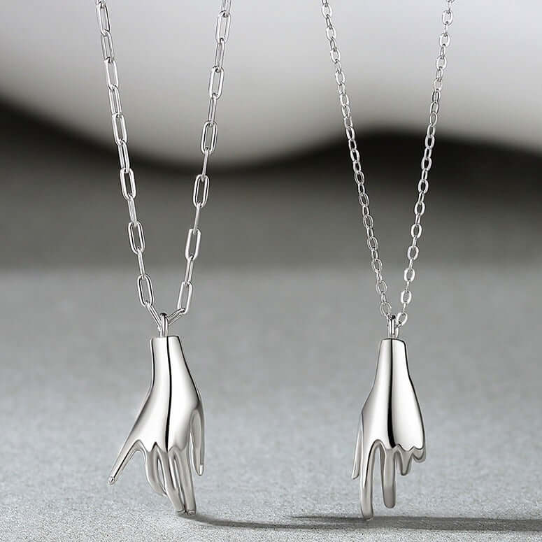 Hold My Hand Promise Matching Chain Necklace - Couple Gift for Anniversary, Valentine's Day & Romantic Occasions | N0362