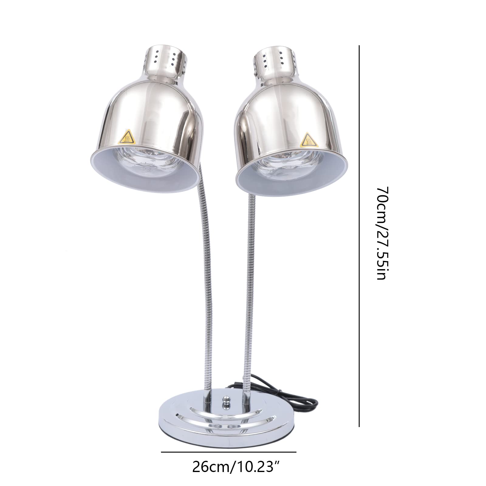 Commercial Food Heat Lamp with Dual 250W Bulbs - Perfect for Restaurants & Buffets