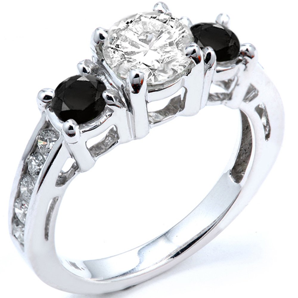 Dazzlingrock 2.55 Carat 18K White Gold Black & White Diamond Engagement Ring for Women - Bridal Wedding Jewelry, Perfect for Proposals, Anniversaries and Special Occasions