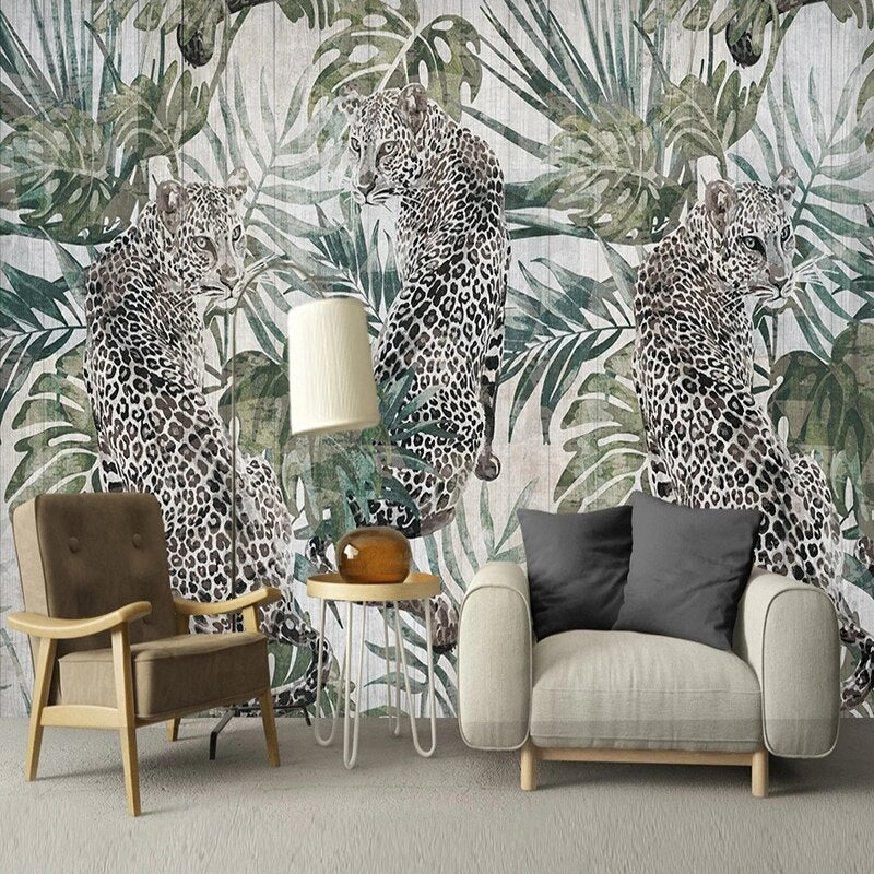 Green Plant Tiger Wallpaper - Premium Home Wall Decor for Living Room, Bedroom & Office | Nature-Inspired Design for Modern Interior Styling