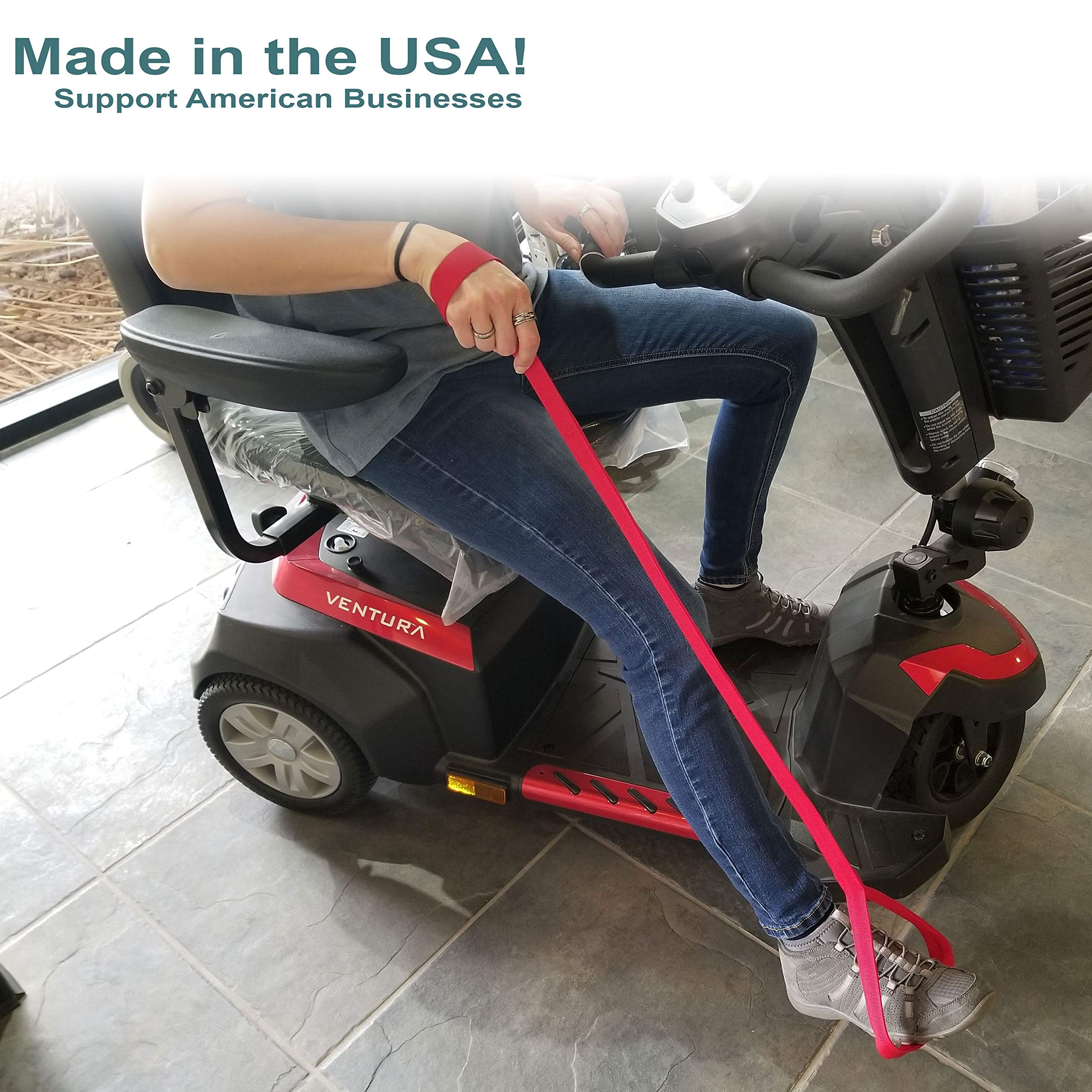 Red Leg Lifter - USA Made Rigid Mobility Aid for Hip Surgery & Physical Therapy - Assist with Wheelchair Transfers & Bed Lifting - Ideal for Post-Surgery Recovery & Elderly Care