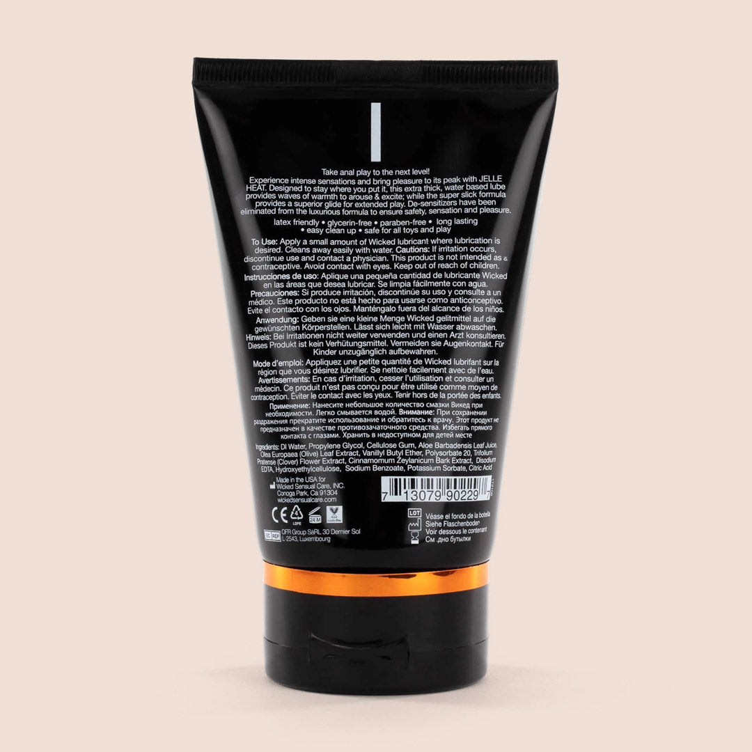 Wicked Jelle Heat Warming Lubricant - Extra Thick Water-Based Personal Lube for Couples & Sensual Massage - Long-Lasting Heat for Enhanced Intimacy & Pleasure