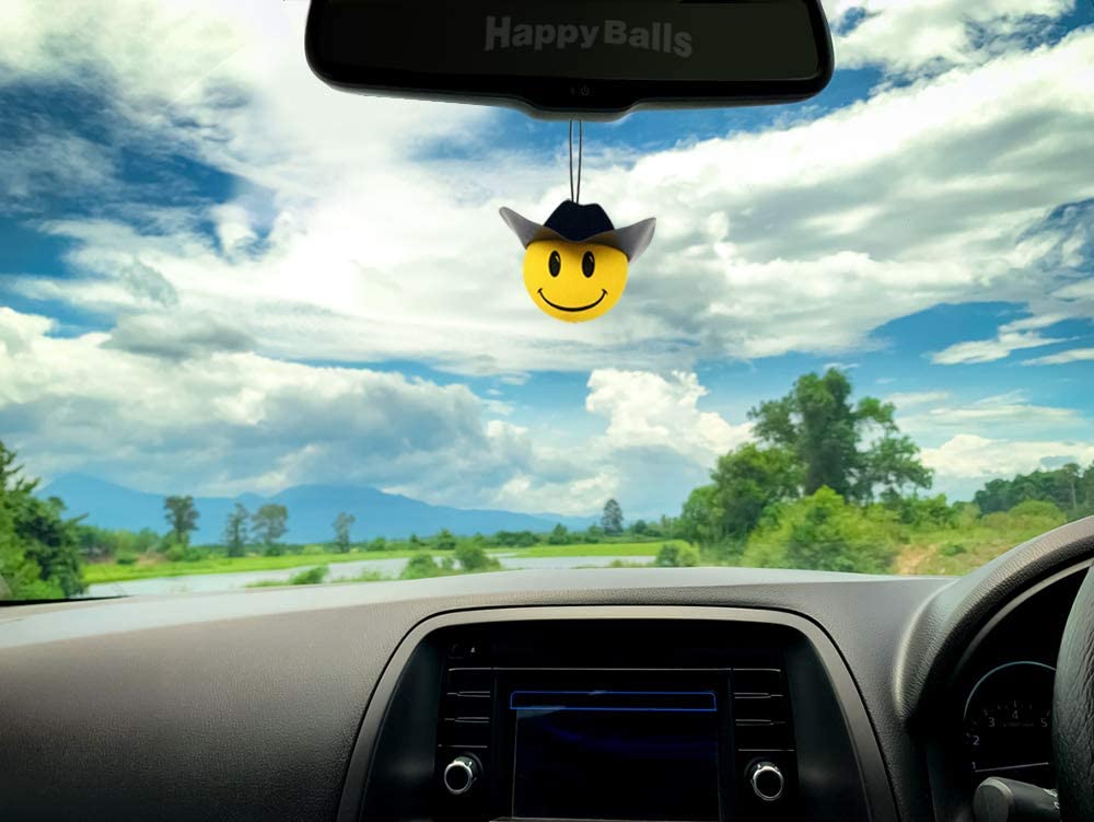 Happy Cowboy with Hat Car Antenna Topper - Fun Mirror Dangler & Dashboard Decoration for Vehicles (Fits Fat/Stubby Antennas) - Perfect for Western Lovers, Road Trips & Country-Themed Car Accessories