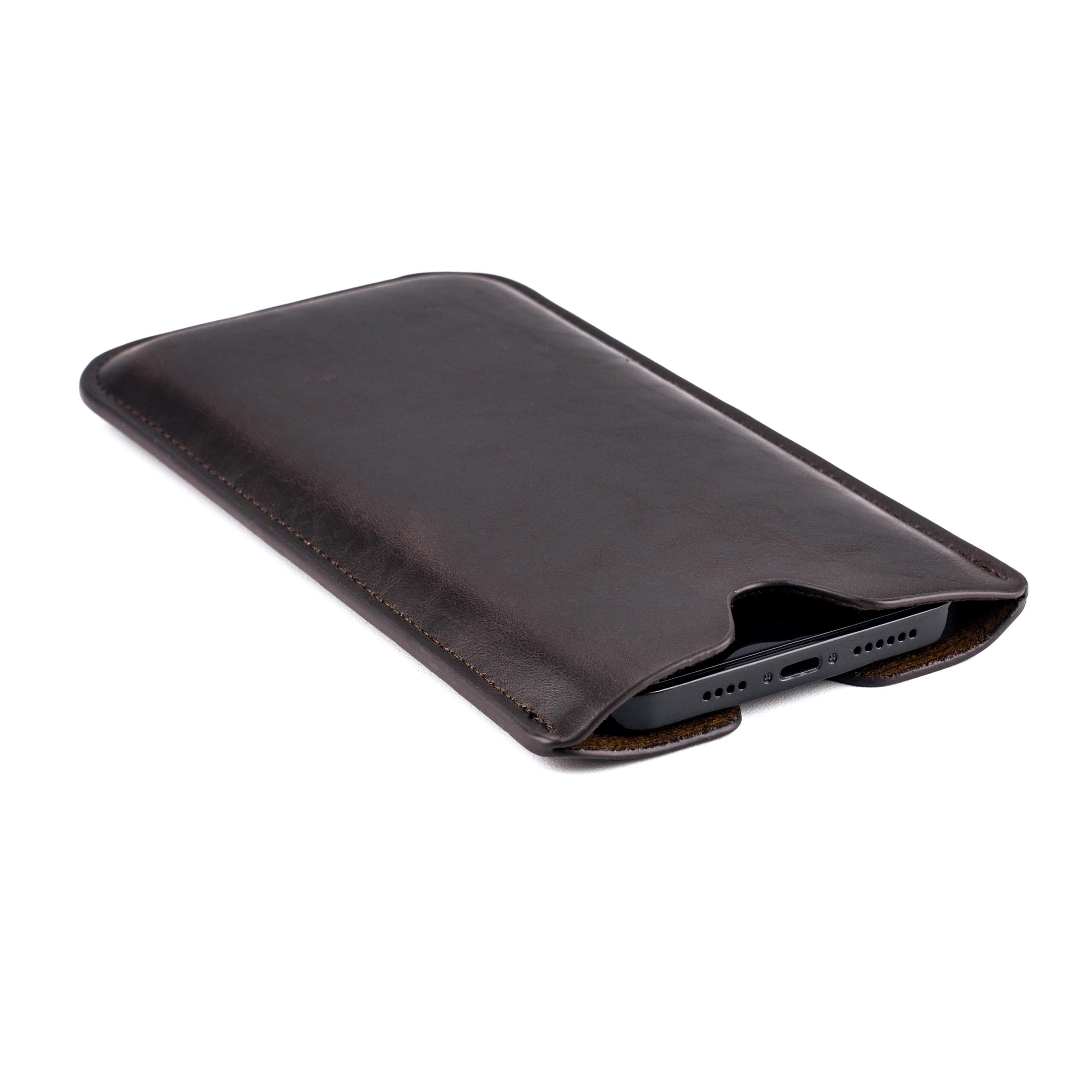 Premium Faux Leather iPhone 16 Pro Max/Plus Case - Slim Protective Sleeve with Microfiber Lining for iPhone 15 Pro Max/Plus, 14 Pro Max/Plus, 13 Pro Max & 12 Pro Max | Dark Brown | Perfect for Business Travel & Office Use