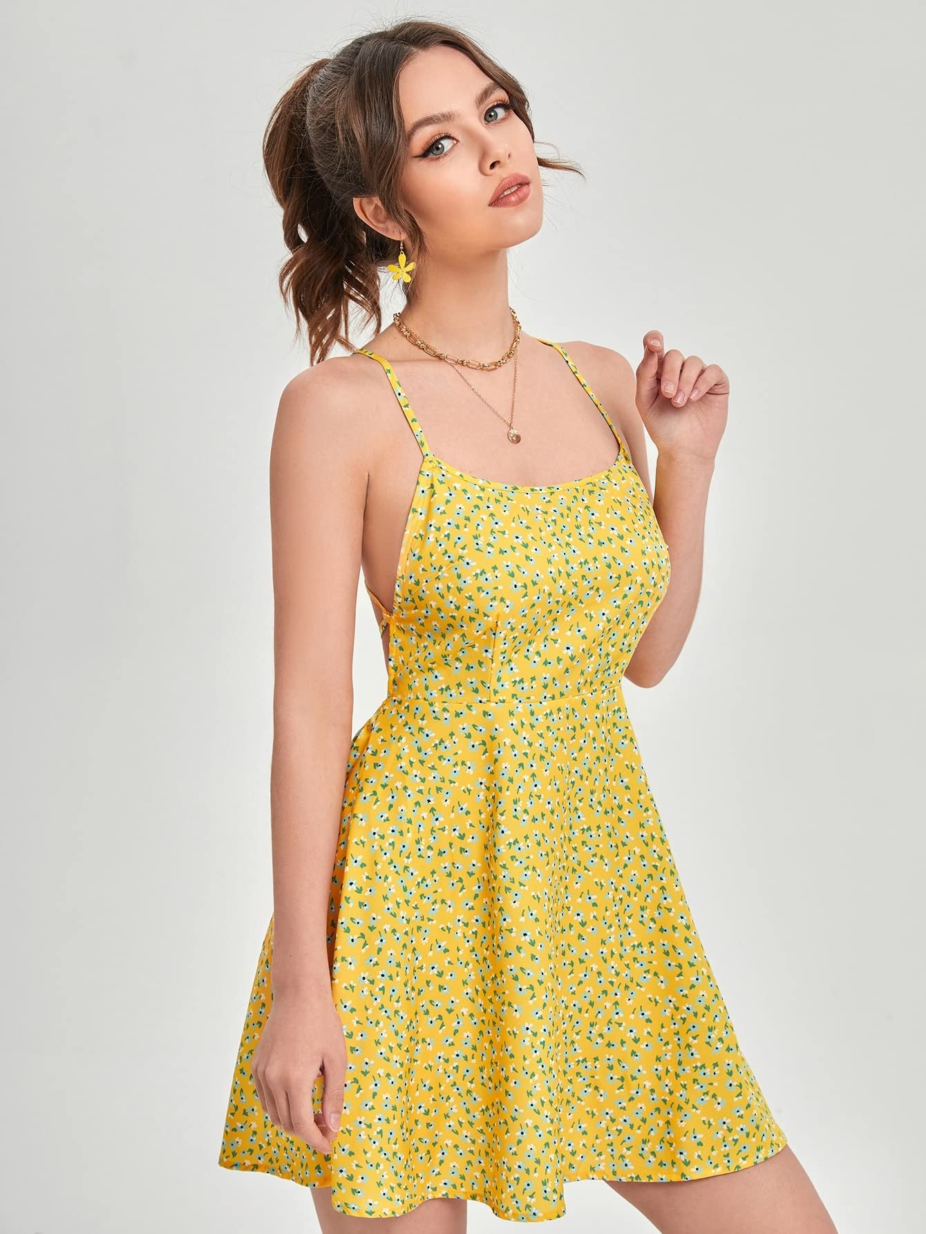 Sexy Women's Summer Short Mini Dress - Lace Up Floral Cami Dress for Cocktail Party, Club Night & Beach Vacation | Perfect for Date Night, Girls Night Out & Summer Festivals