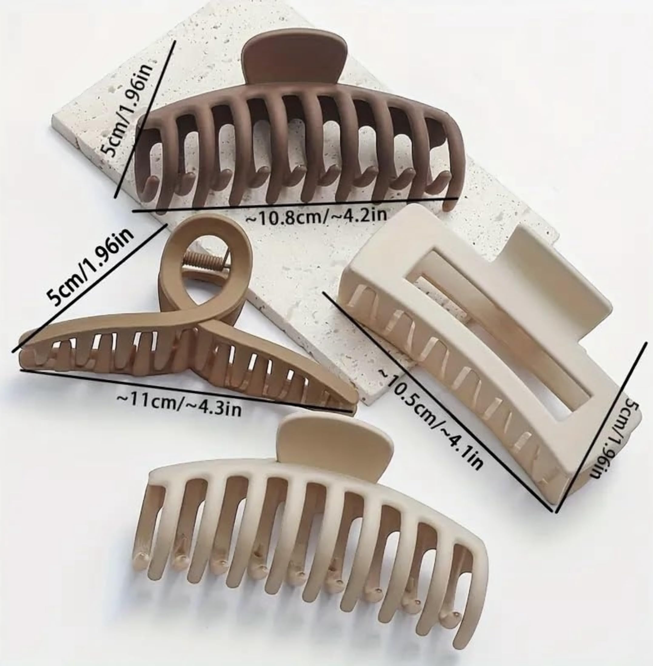 PACTIV 4-Piece Large Claw Clips for Thick Hair - Non-Slip Wide Open Hair Clips for Women & Girls, Strong Hold Ponytail Holder Hair Accessories - Perfect for Workouts, Office, and Everyday Styling
