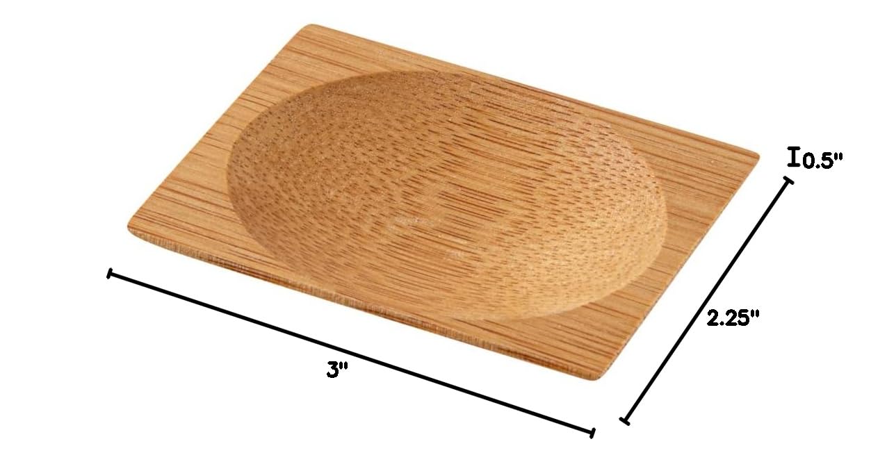 Premium 3 Inch Disposable Bamboo Plates - 100-Pack Eco-Friendly Rectangle & Round Indent Tableware for Parties, Catering & Events | Natural Bamboo Appetizer Plates for Weddings, Picnics & Restaurants