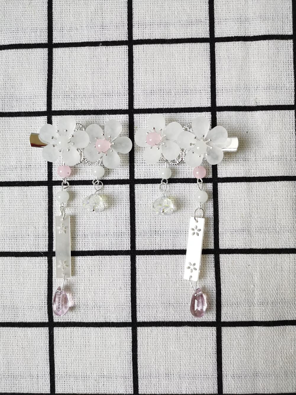 2 Pcs Floral Tassel Hair Clips for Women & Girls - Hair Accessories for Parties & Weddings