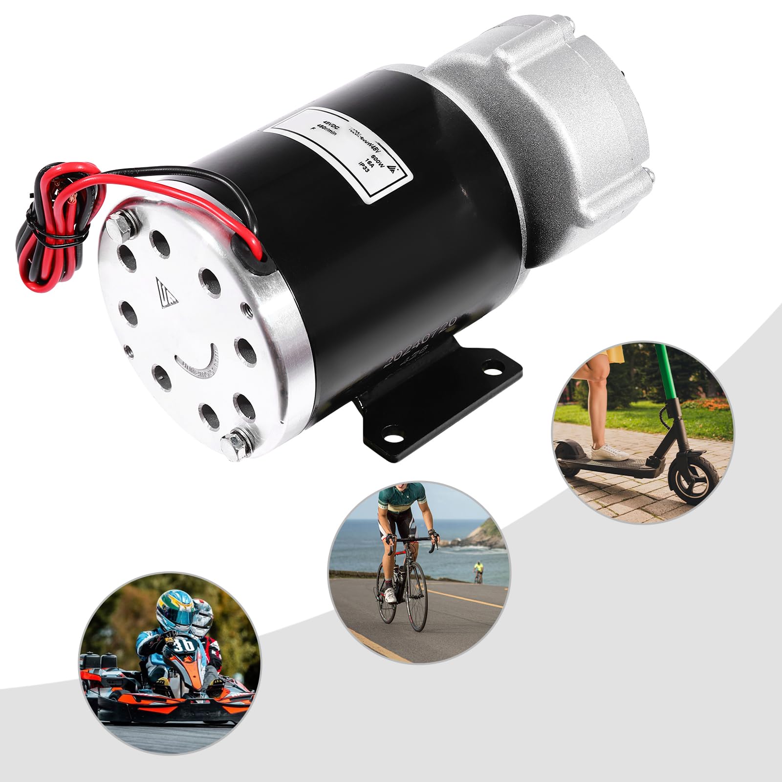 36V 600W High Torque Gear Reduction Electric Motor - 450 RPM Speed with Belt Pulley - Perfect for Electric Bikes, Mopeds, Scooters & DIY Projects - Durable Power Solution for E-Bike Conversion & Small EV Applications
