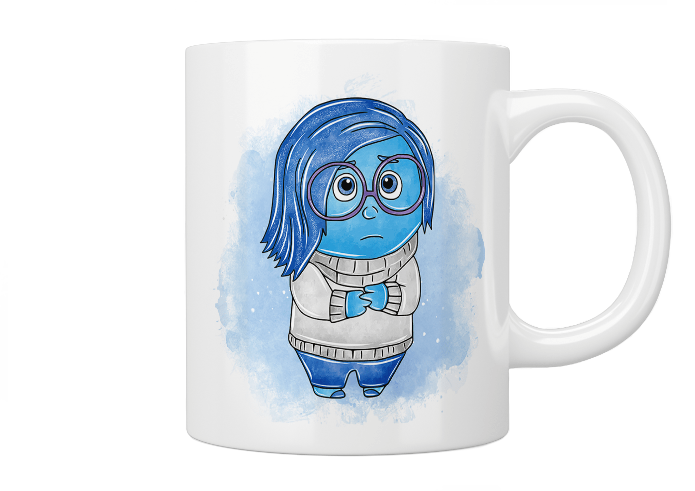 Inside Out Sadness Character Coffee Mug - Emotional Disney Pixar Movie Themed Ceramic Cup for Hot & Cold Drinks - Perfect Gift for Fans, Office Use, or Movie Nights